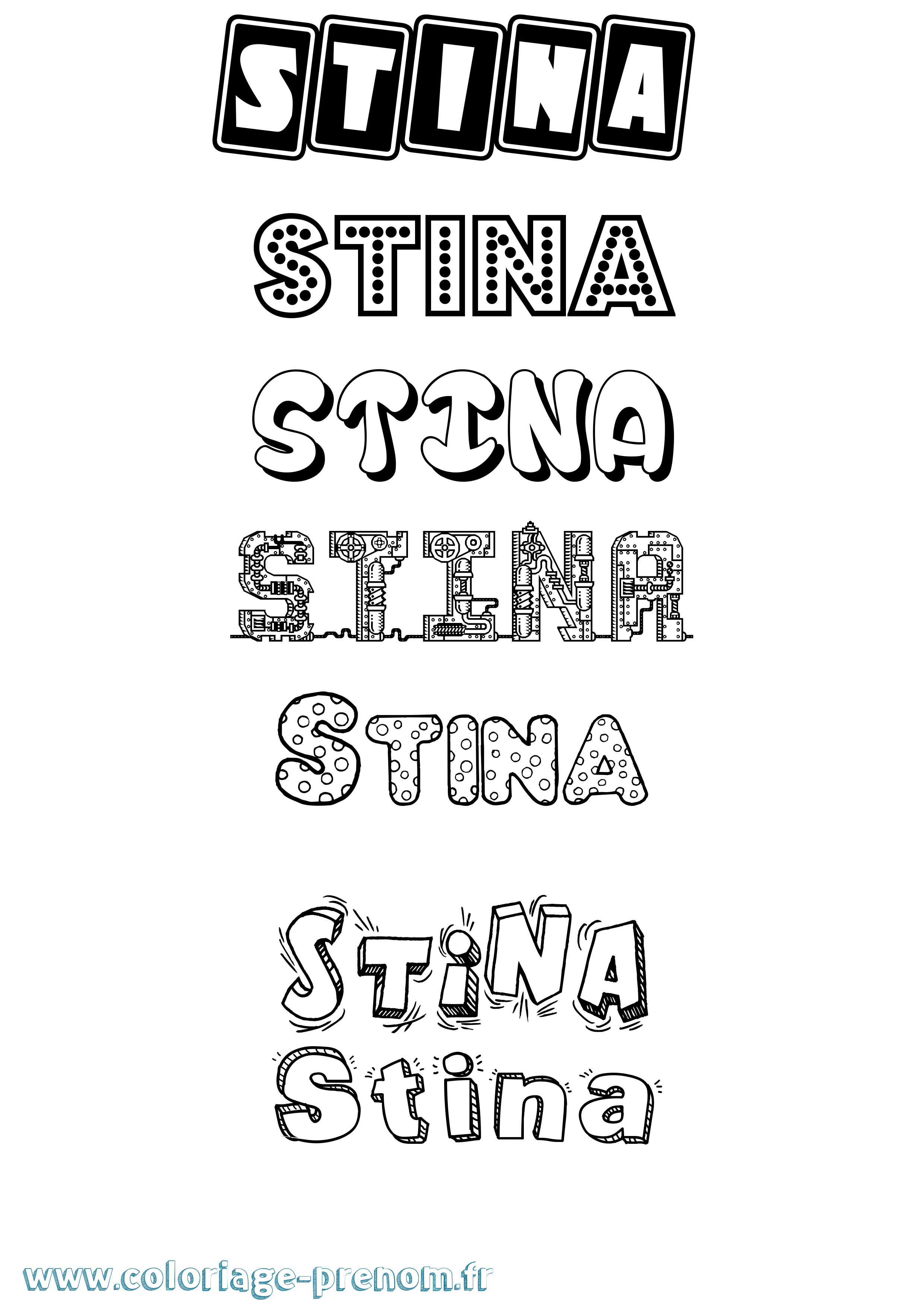 Coloriage prénom Stina Fun
