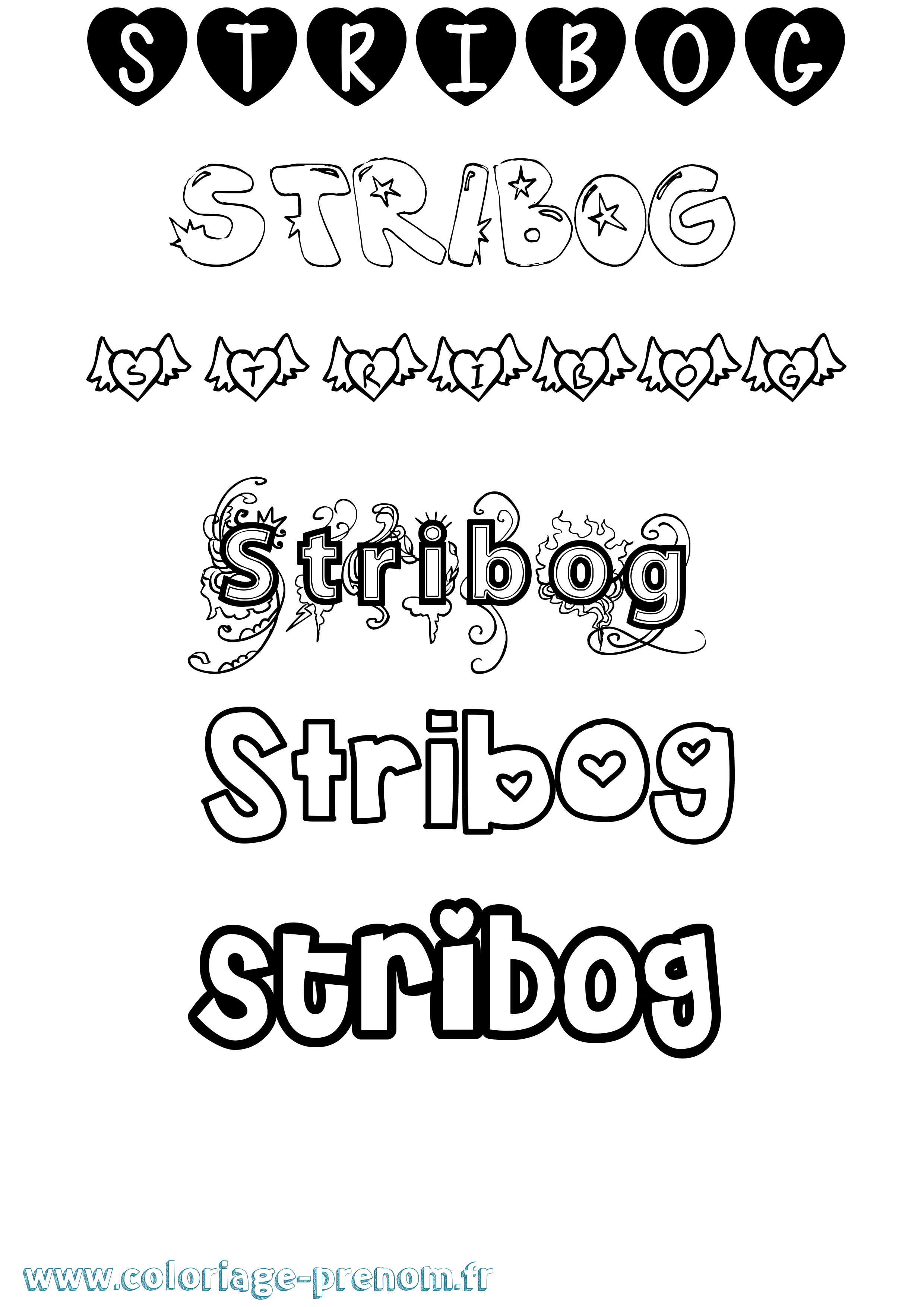 Coloriage prénom Stribog Girly