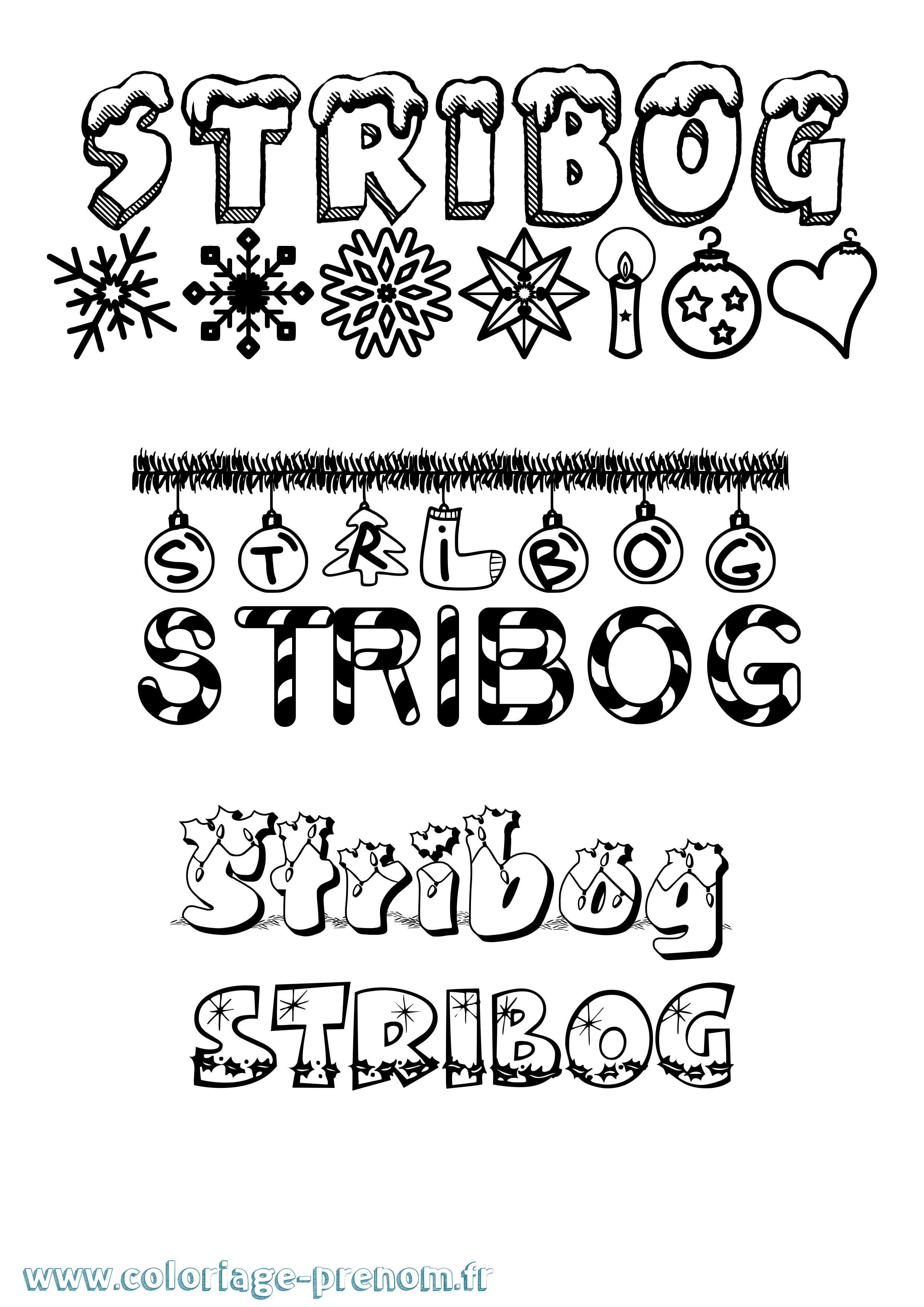 Coloriage Stribog Noël Coloriage prénom Stribog Noël