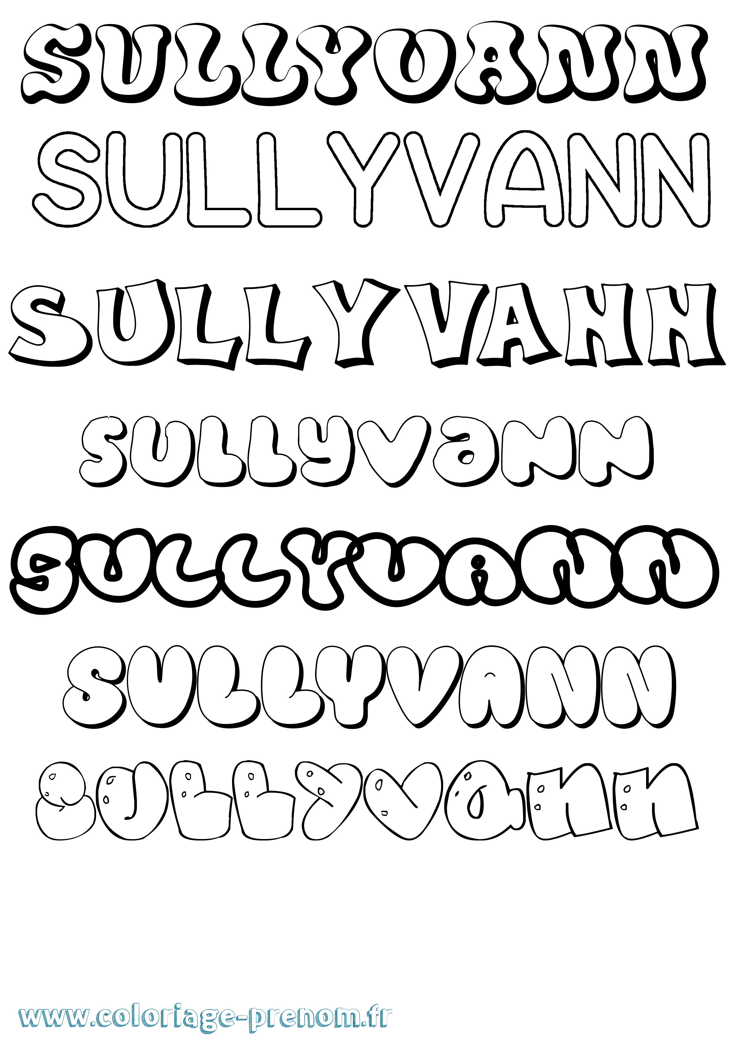 Coloriage prénom Sullyvann Bubble
