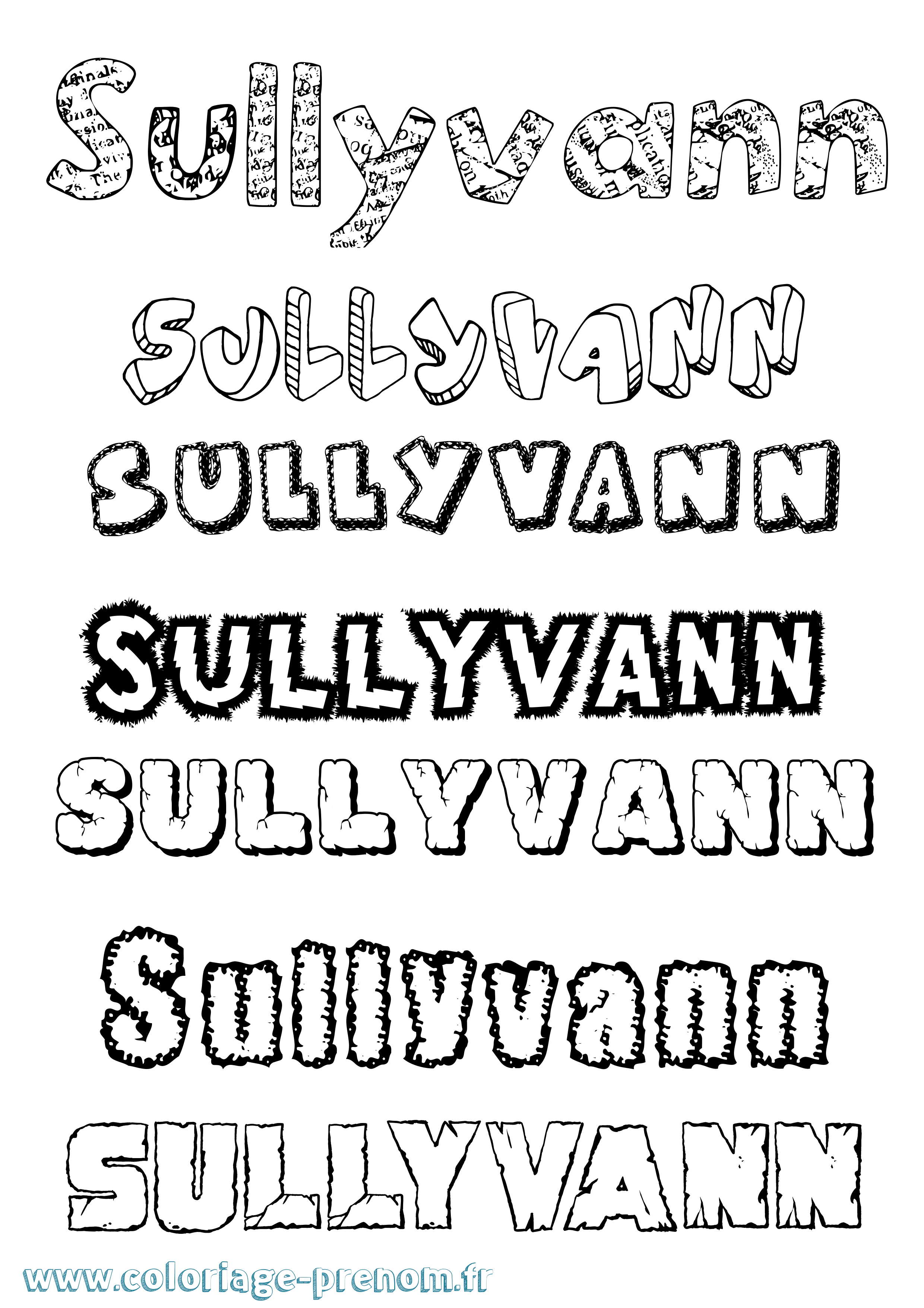 Coloriage prénom Sullyvann Destructuré