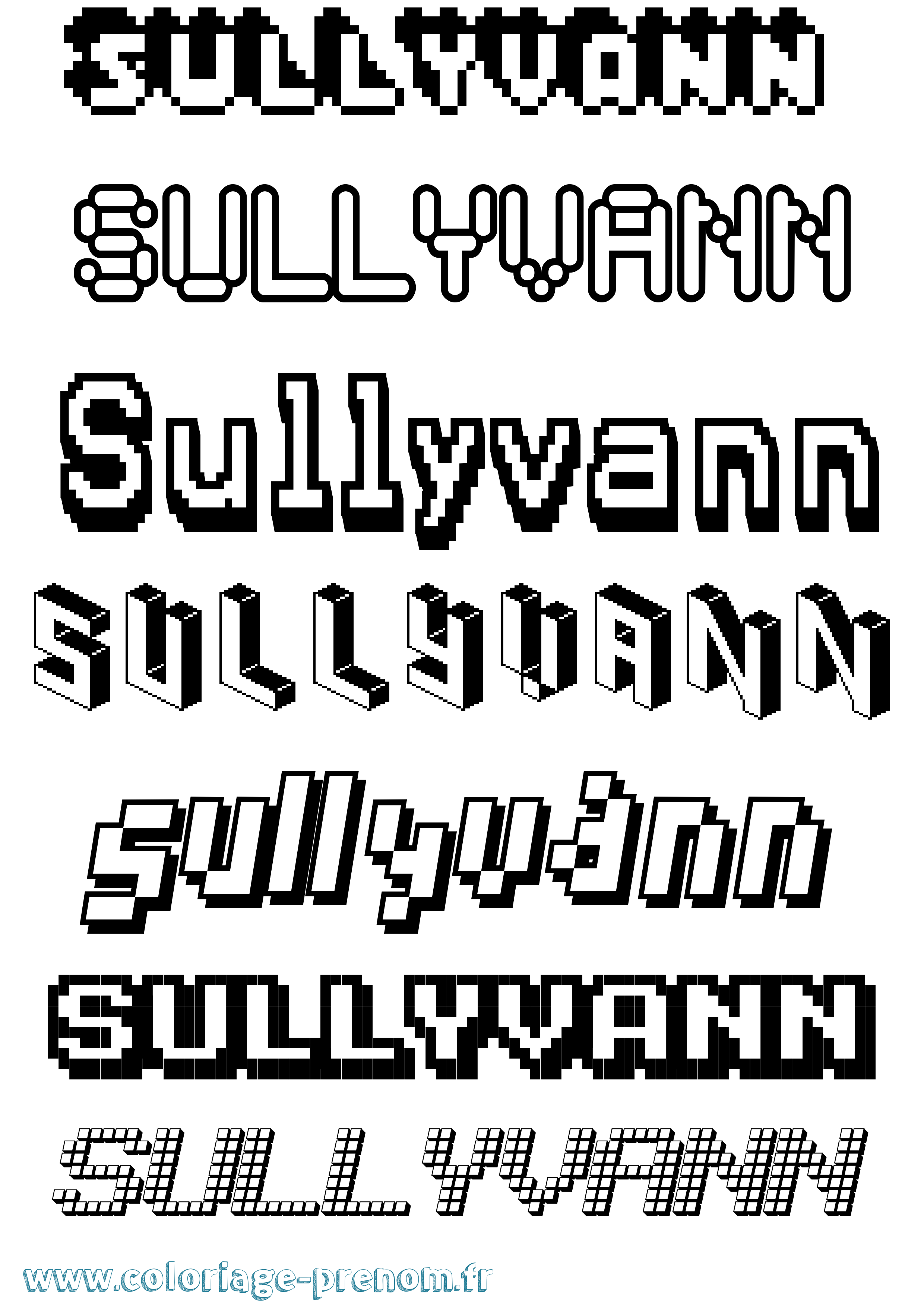 Coloriage prénom Sullyvann Pixel