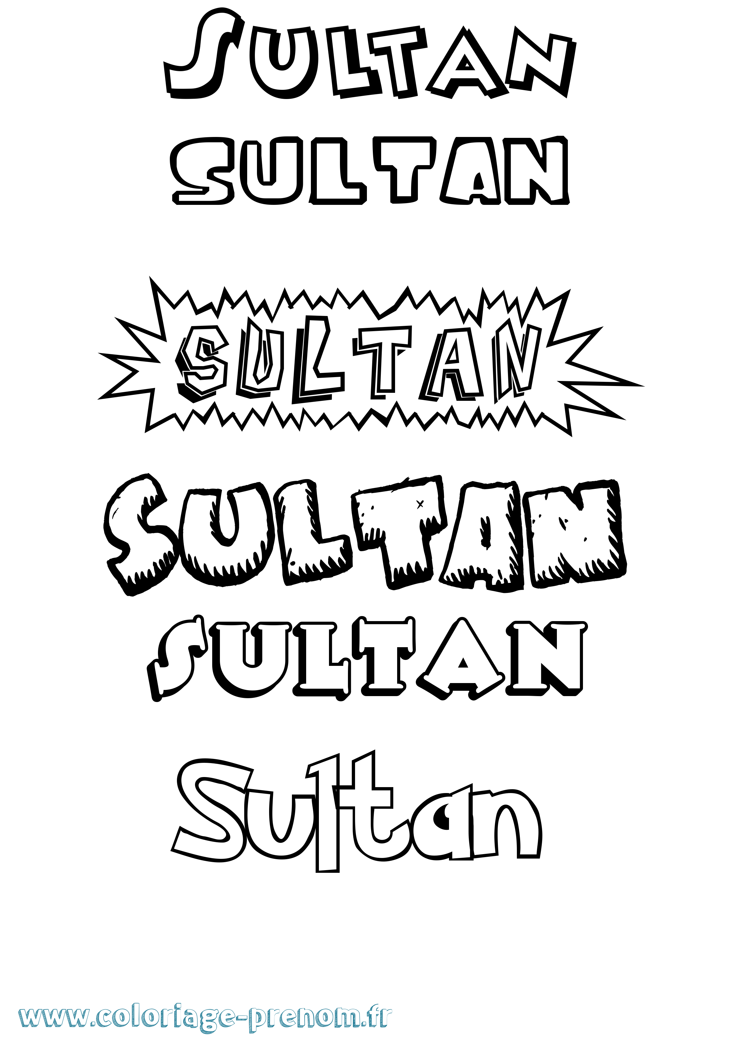 Coloriage prénom Sultan Dessin Animé