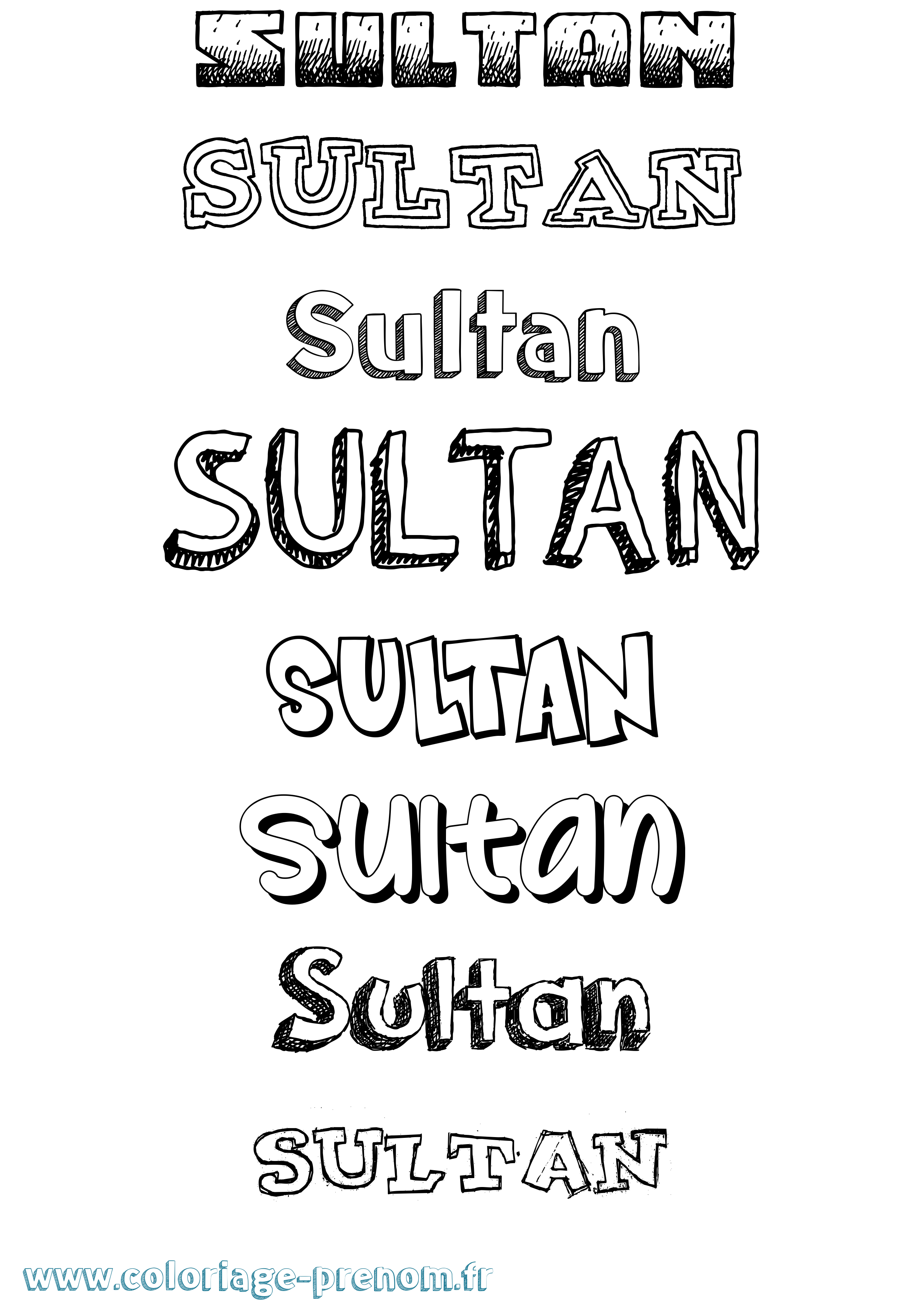 Coloriage prénom Sultan Dessiné