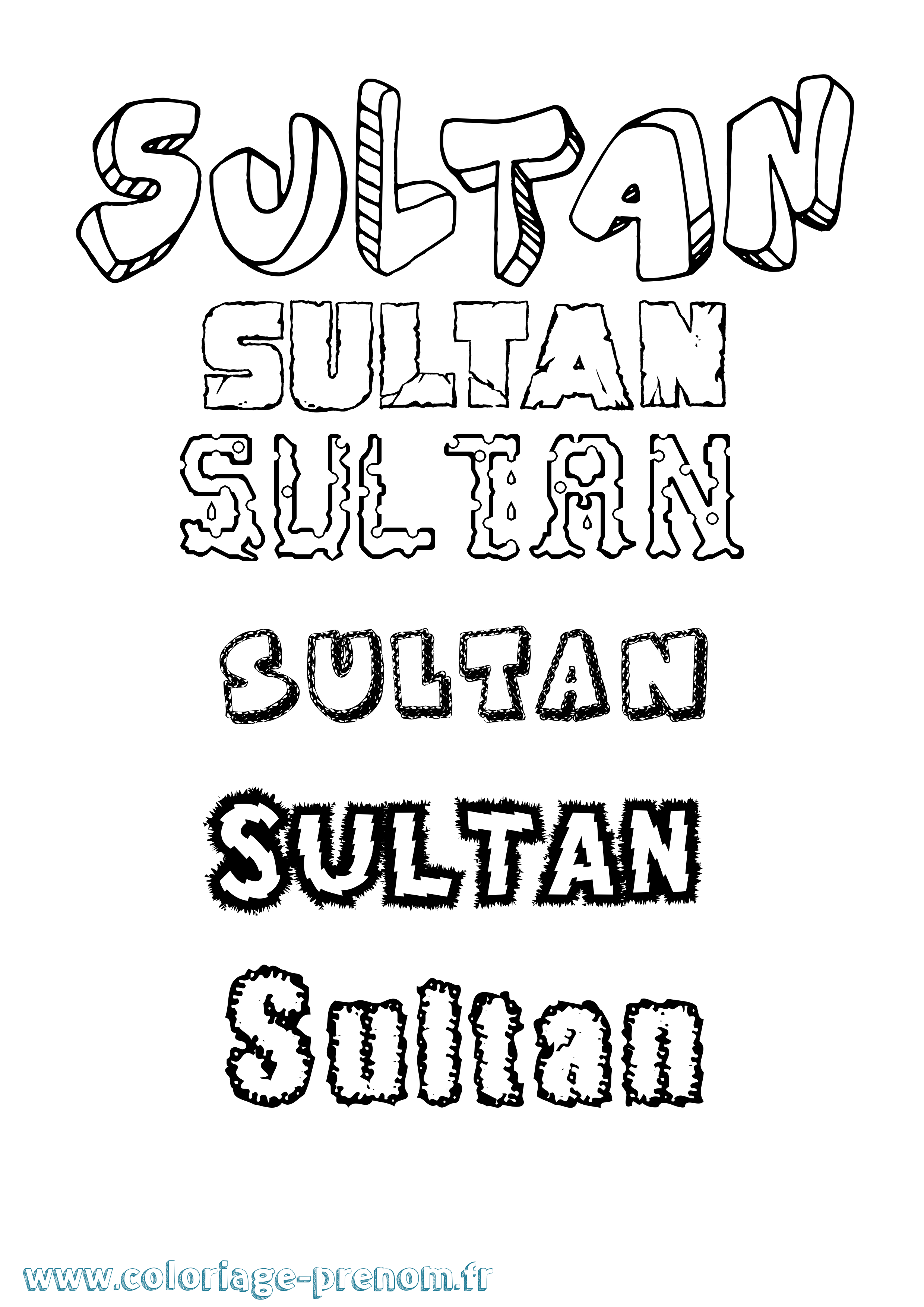 Coloriage prénom Sultan Destructuré