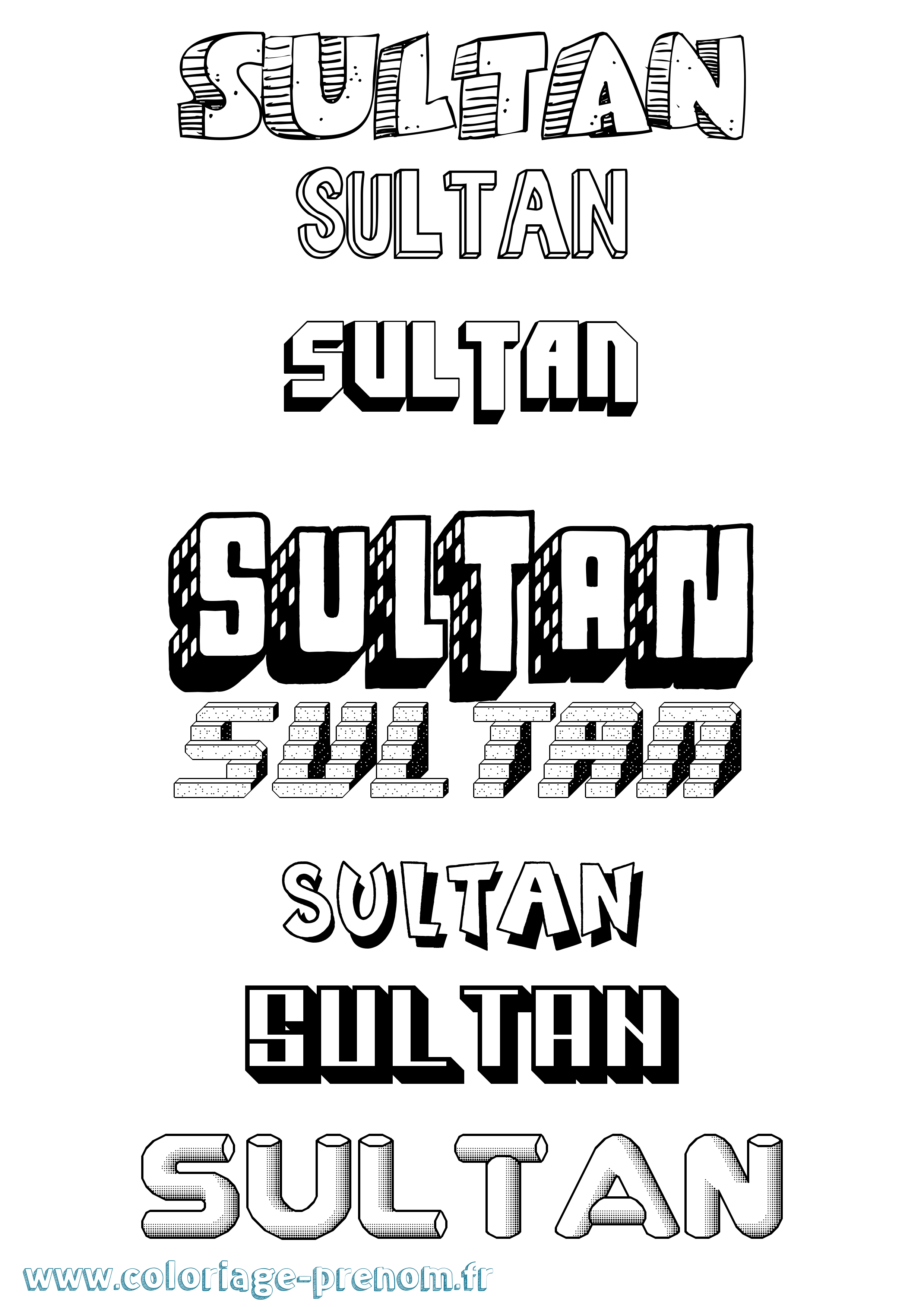 Coloriage prénom Sultan Effet 3D