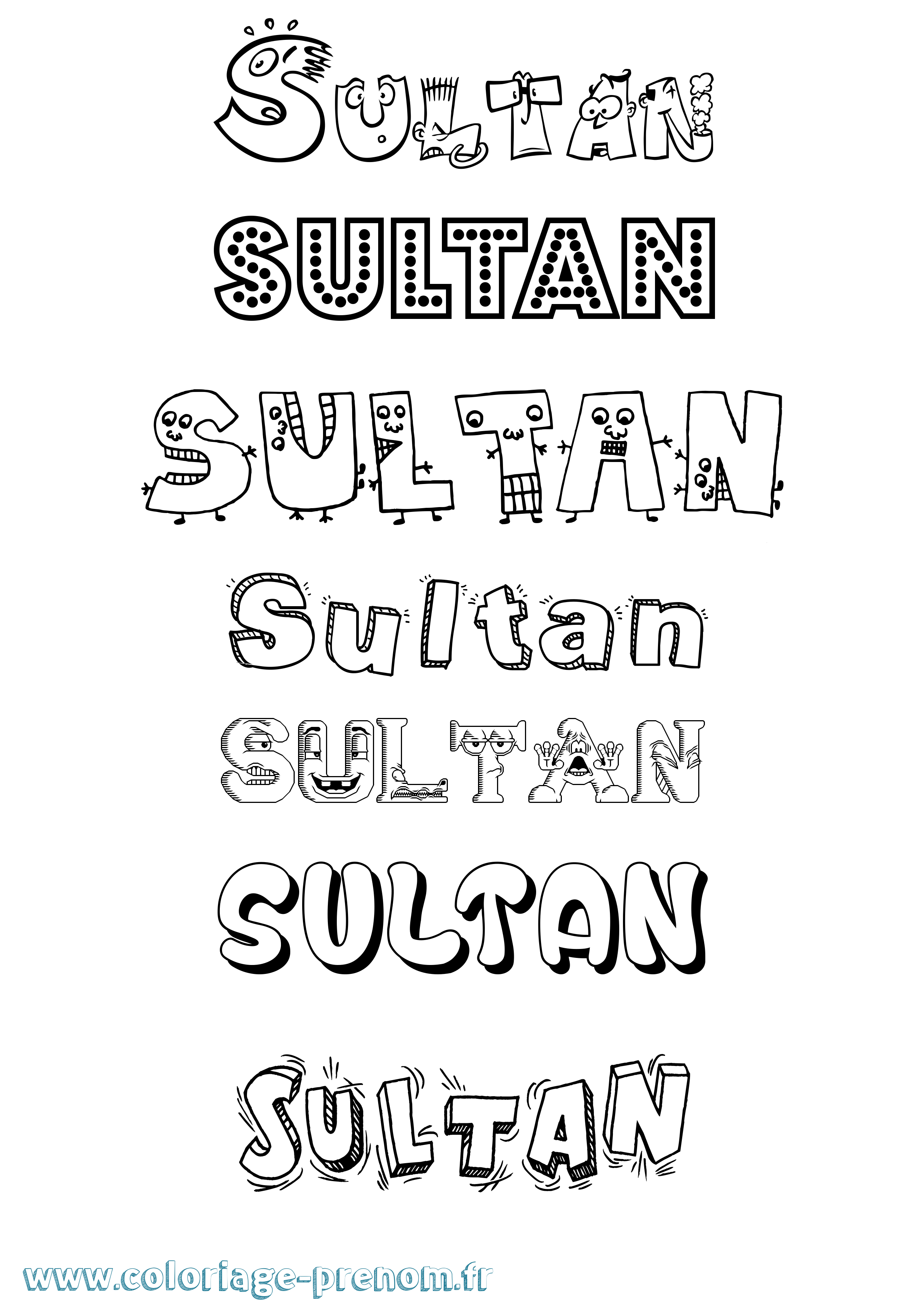 Coloriage prénom Sultan Fun