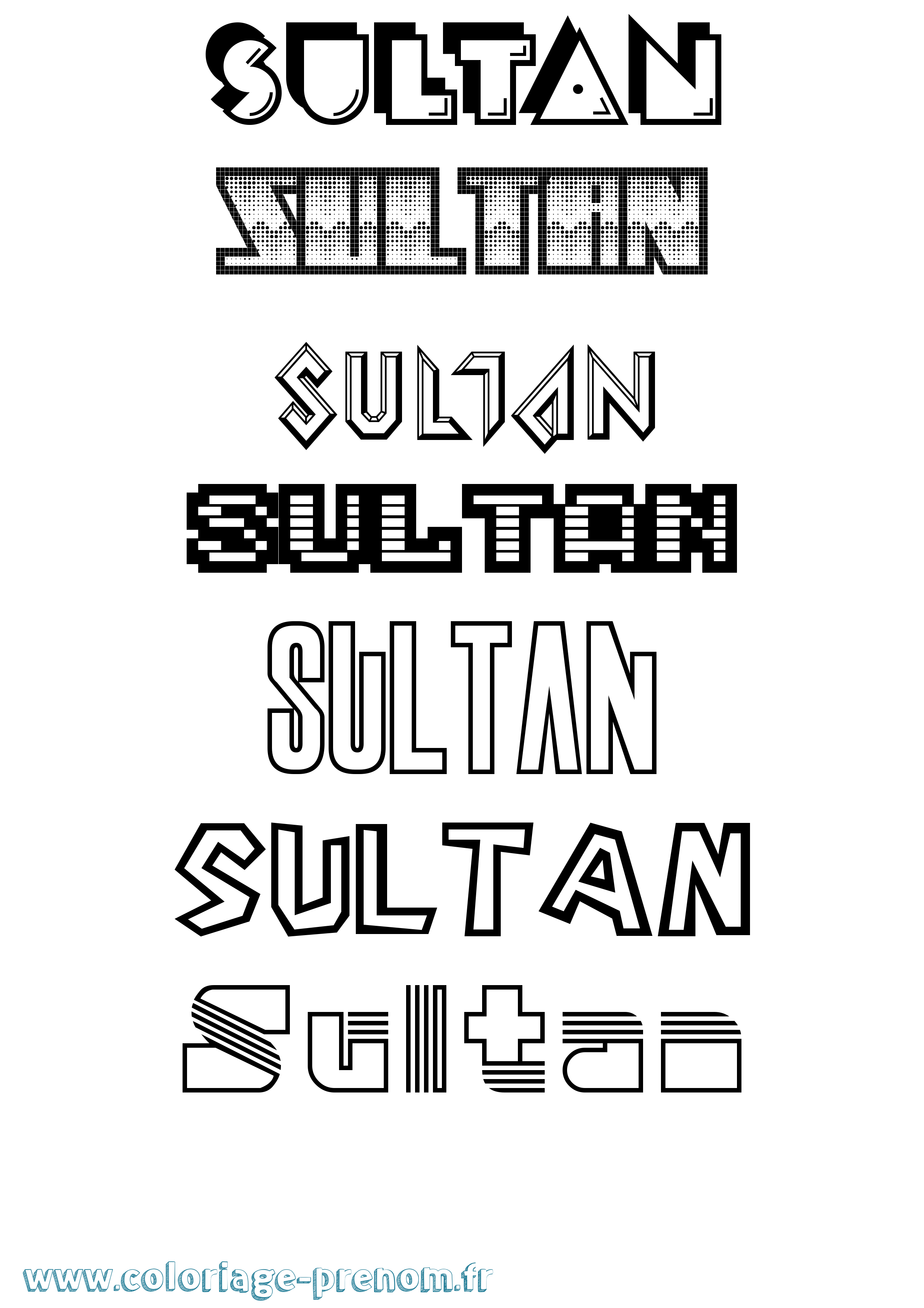 Coloriage prénom Sultan Jeux Vidéos