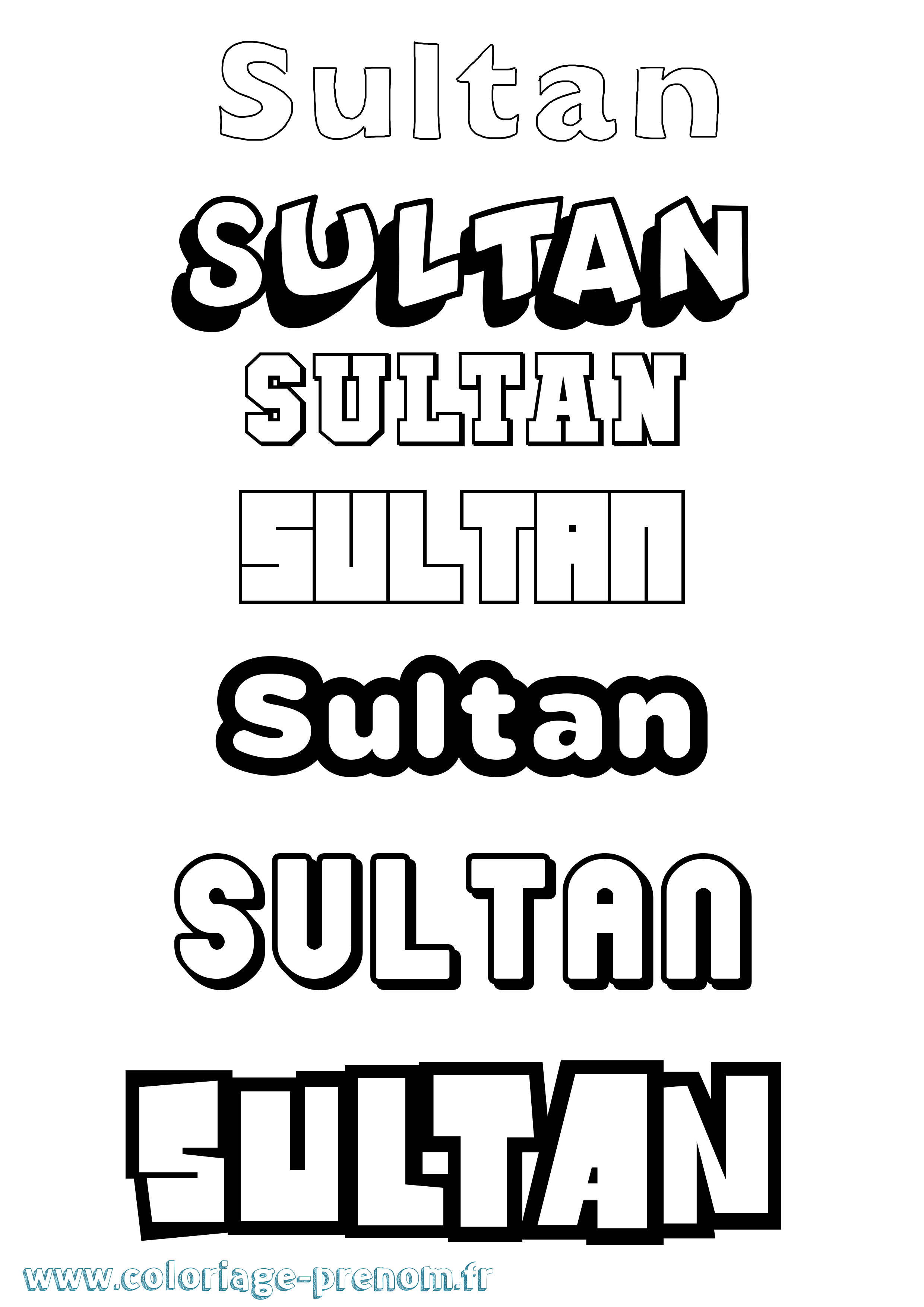 Coloriage prénom Sultan Simple
