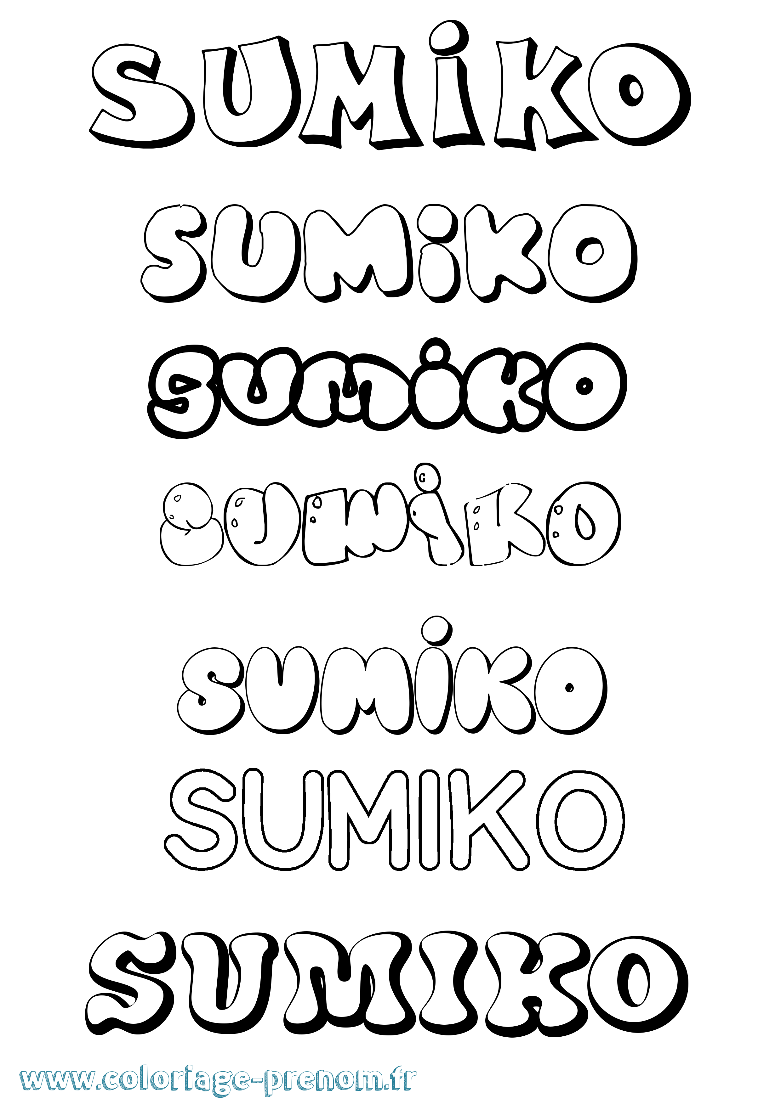 Coloriage prénom Sumiko Bubble
