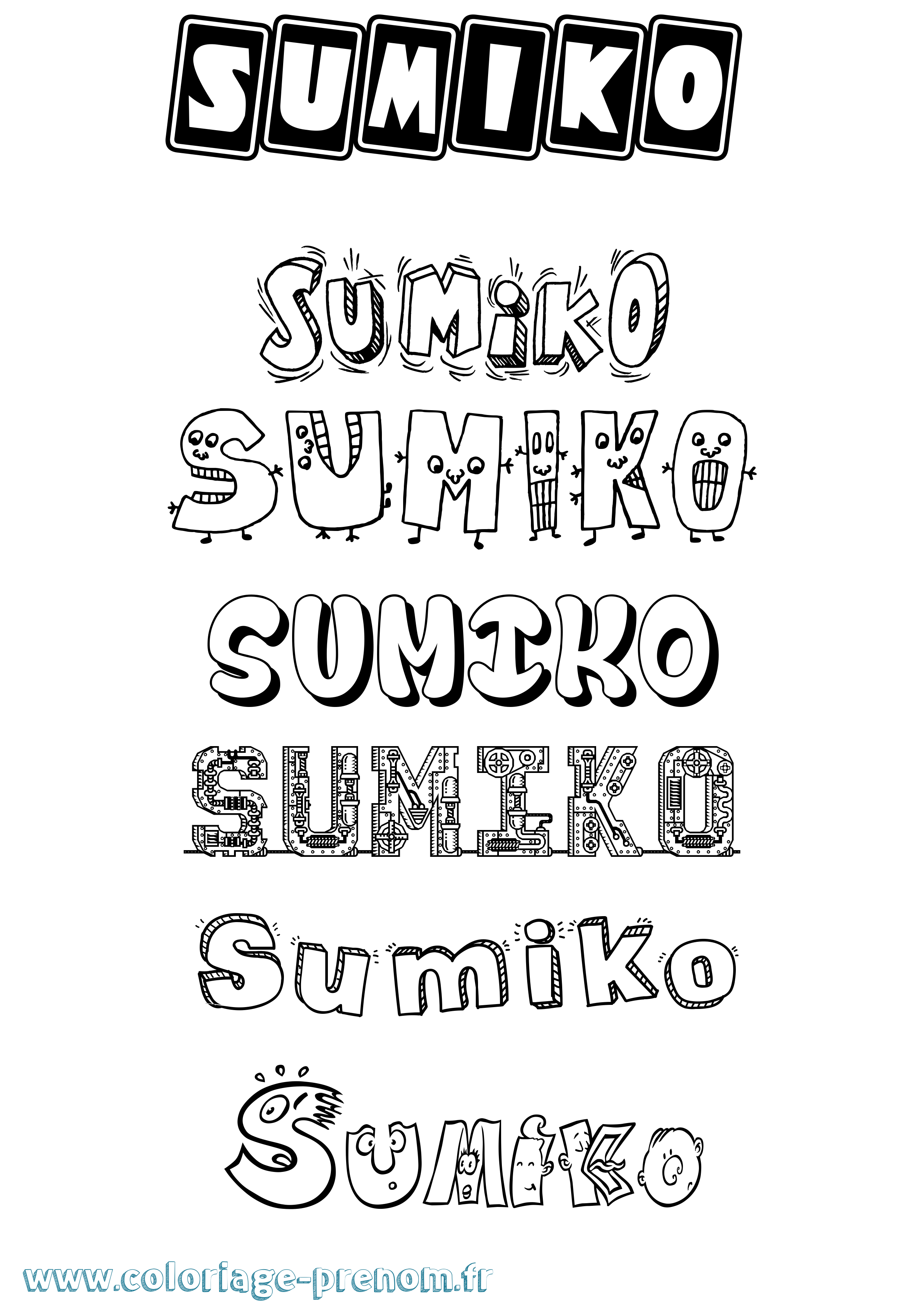 Coloriage prénom Sumiko Fun