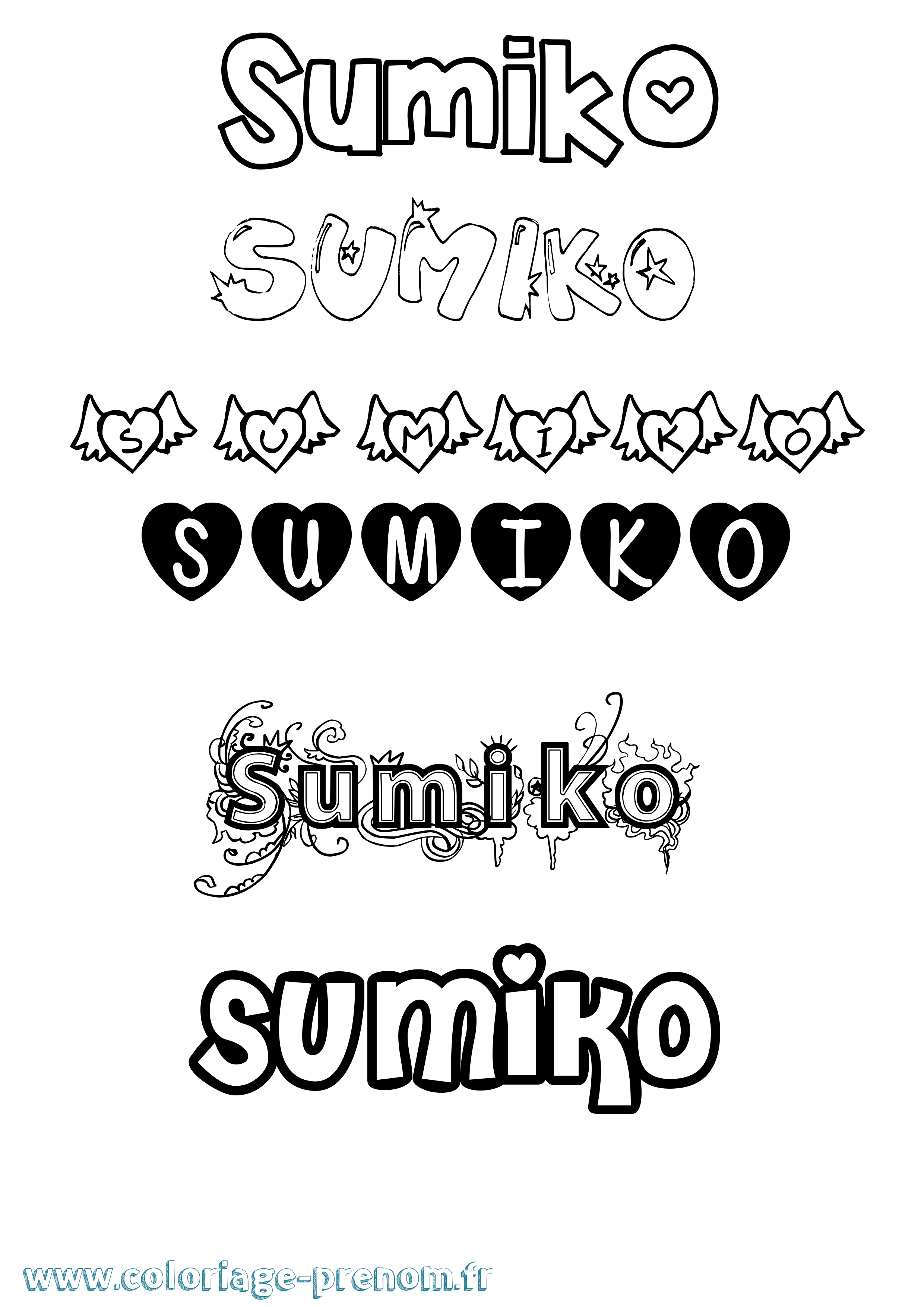Coloriage prénom Sumiko Girly