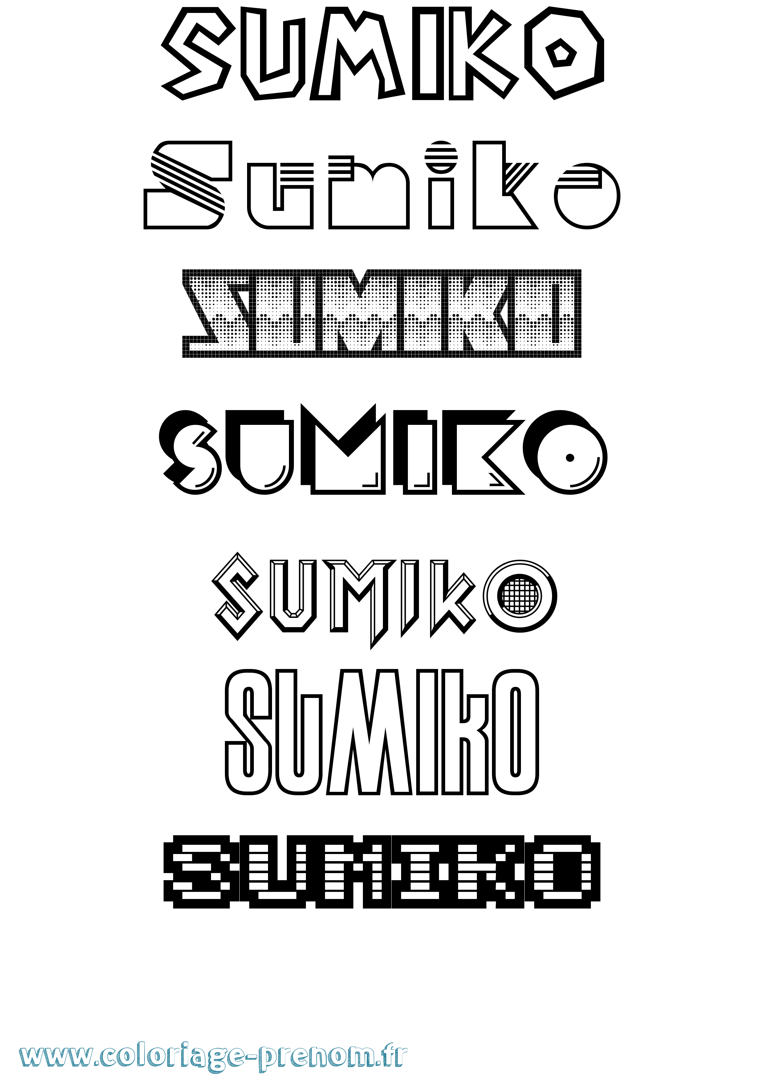 Coloriage prénom Sumiko Jeux Vidéos