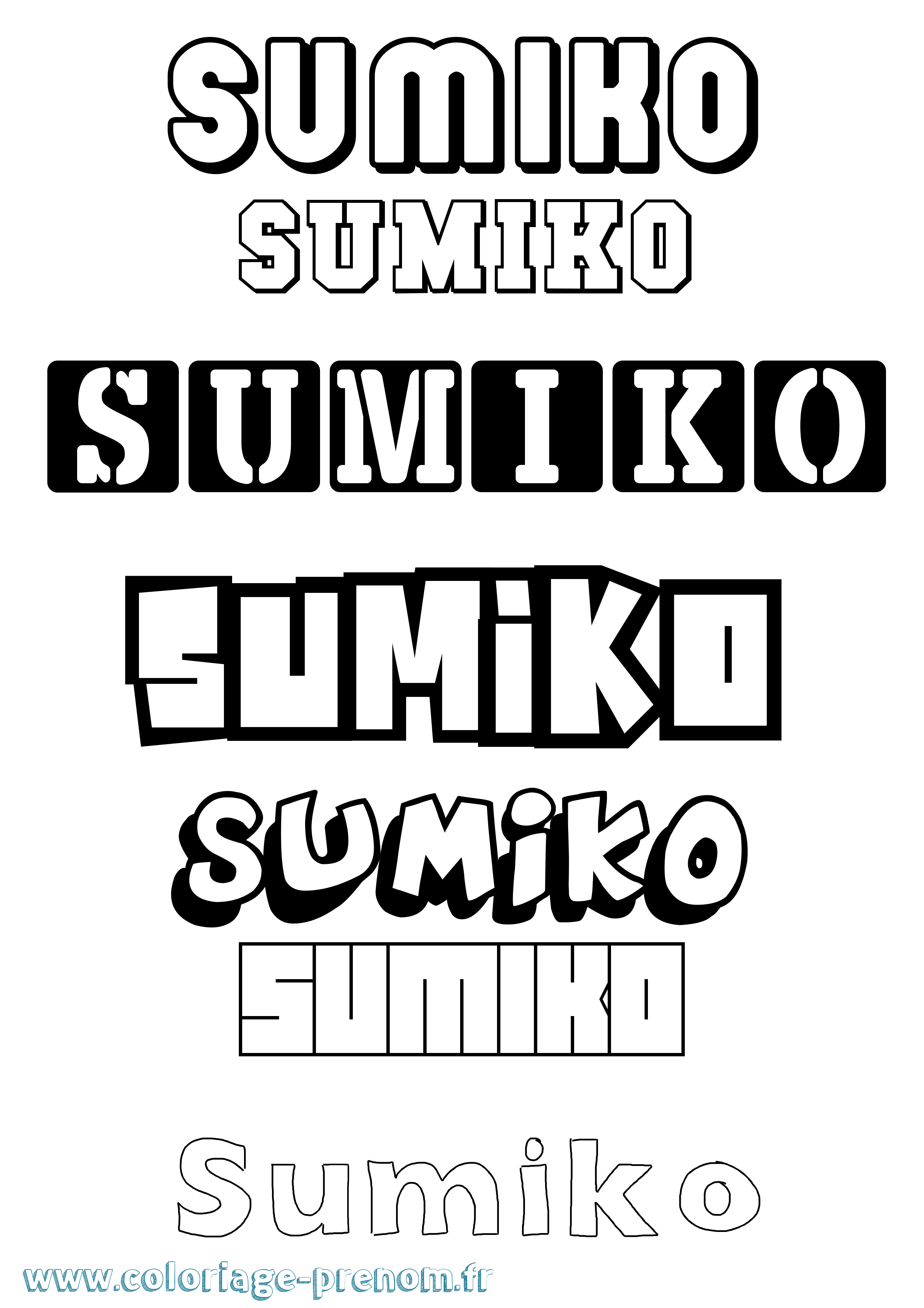 Coloriage prénom Sumiko Simple
