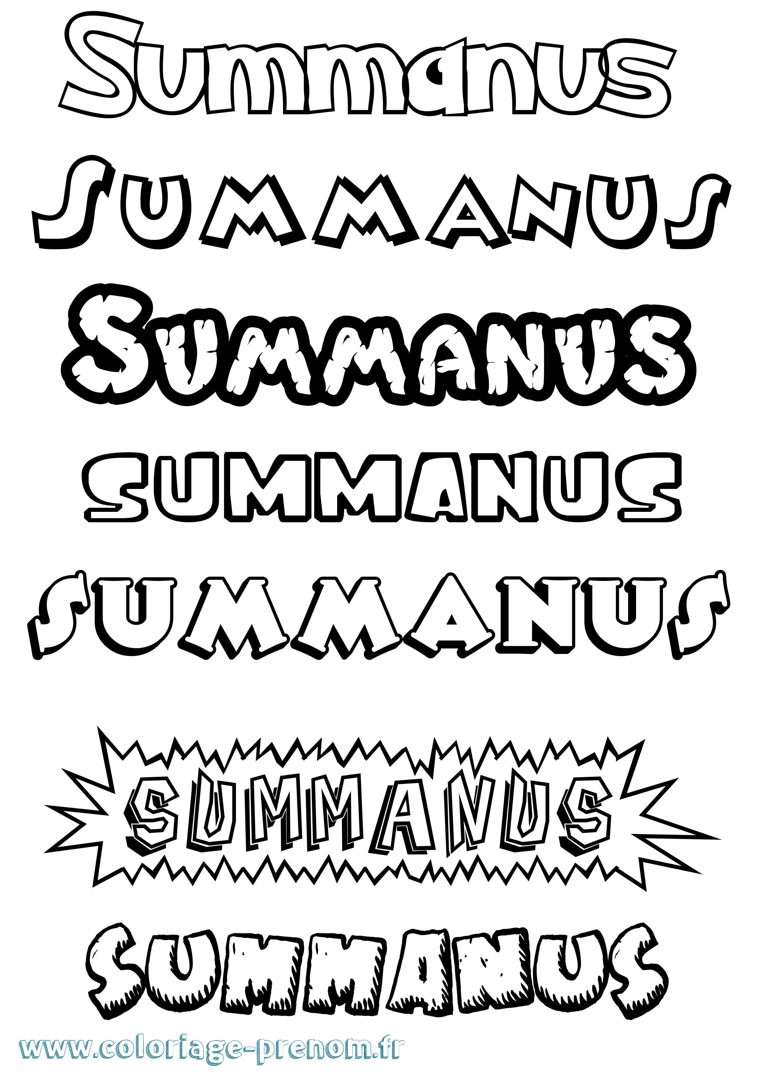 Coloriage prénom Summanus Dessin Animé