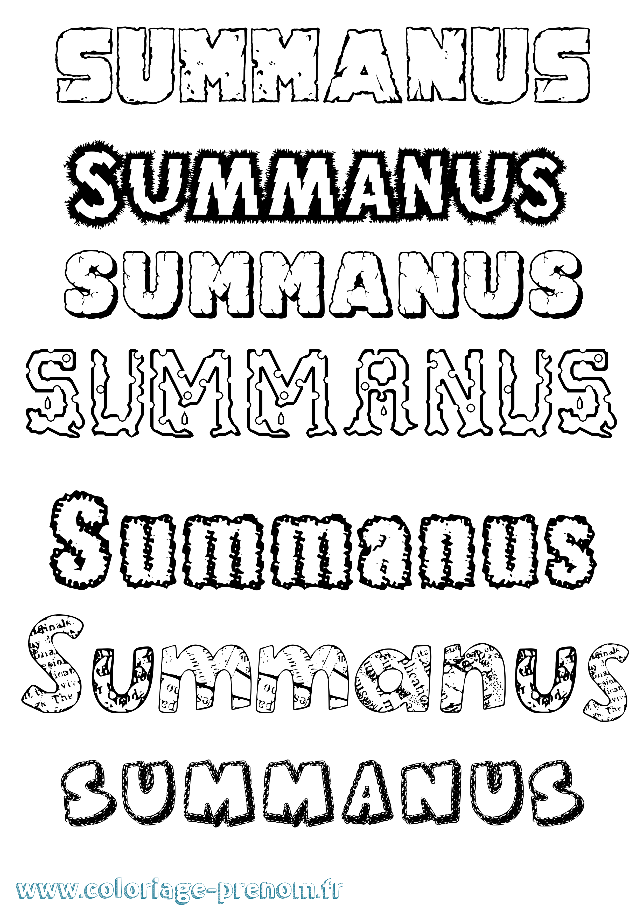 Coloriage prénom Summanus Destructuré