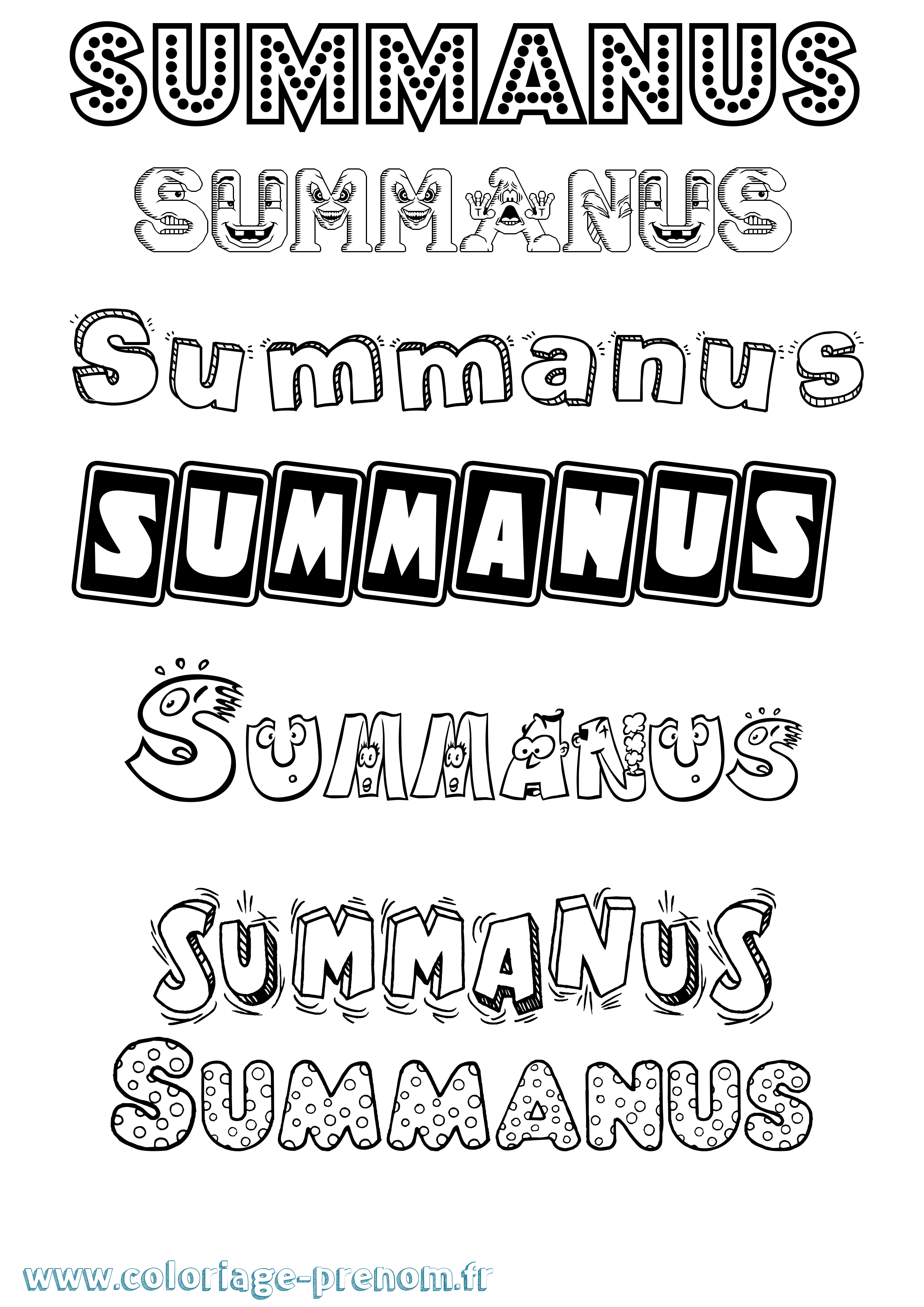 Coloriage prénom Summanus Fun