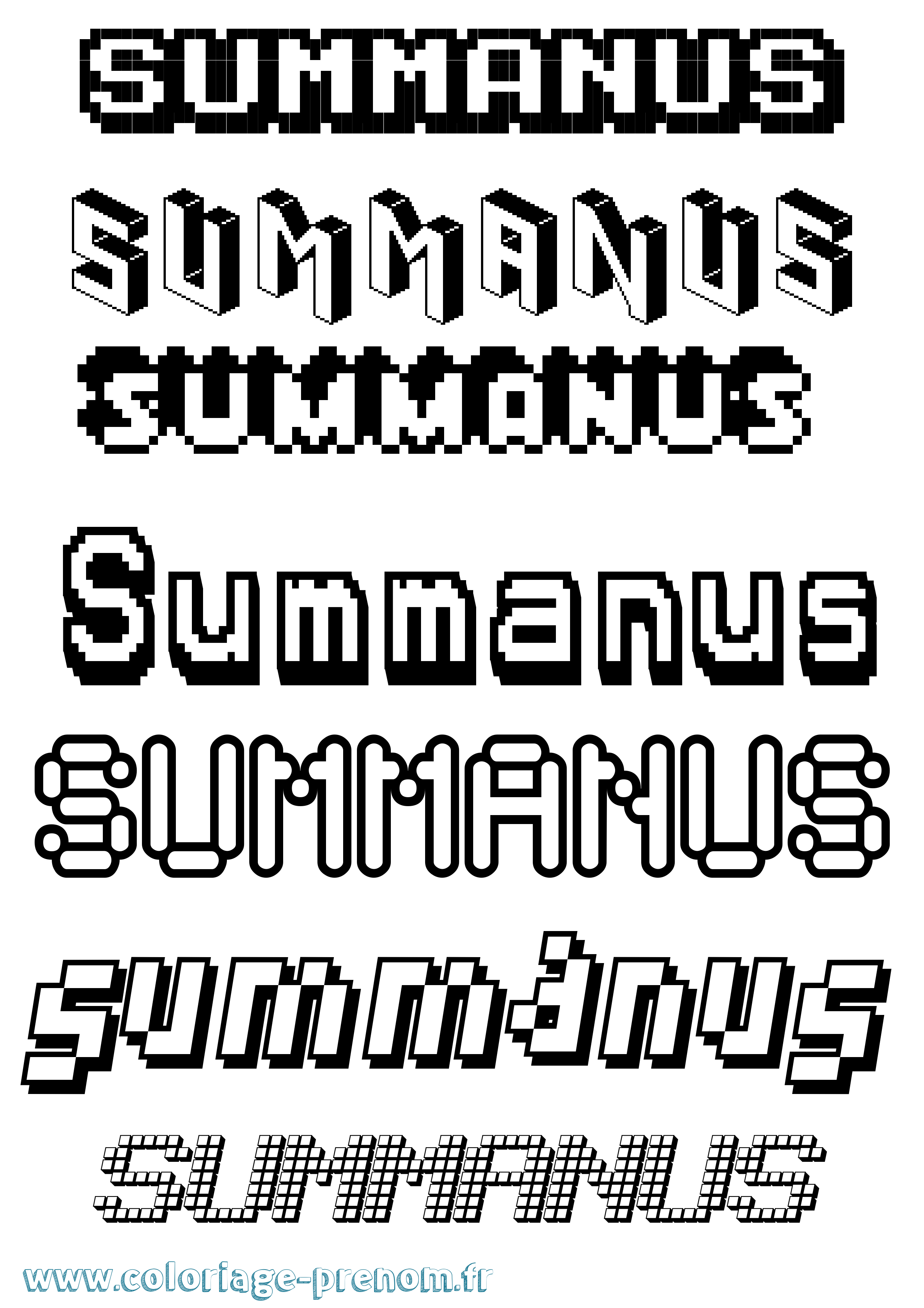 Coloriage prénom Summanus Pixel