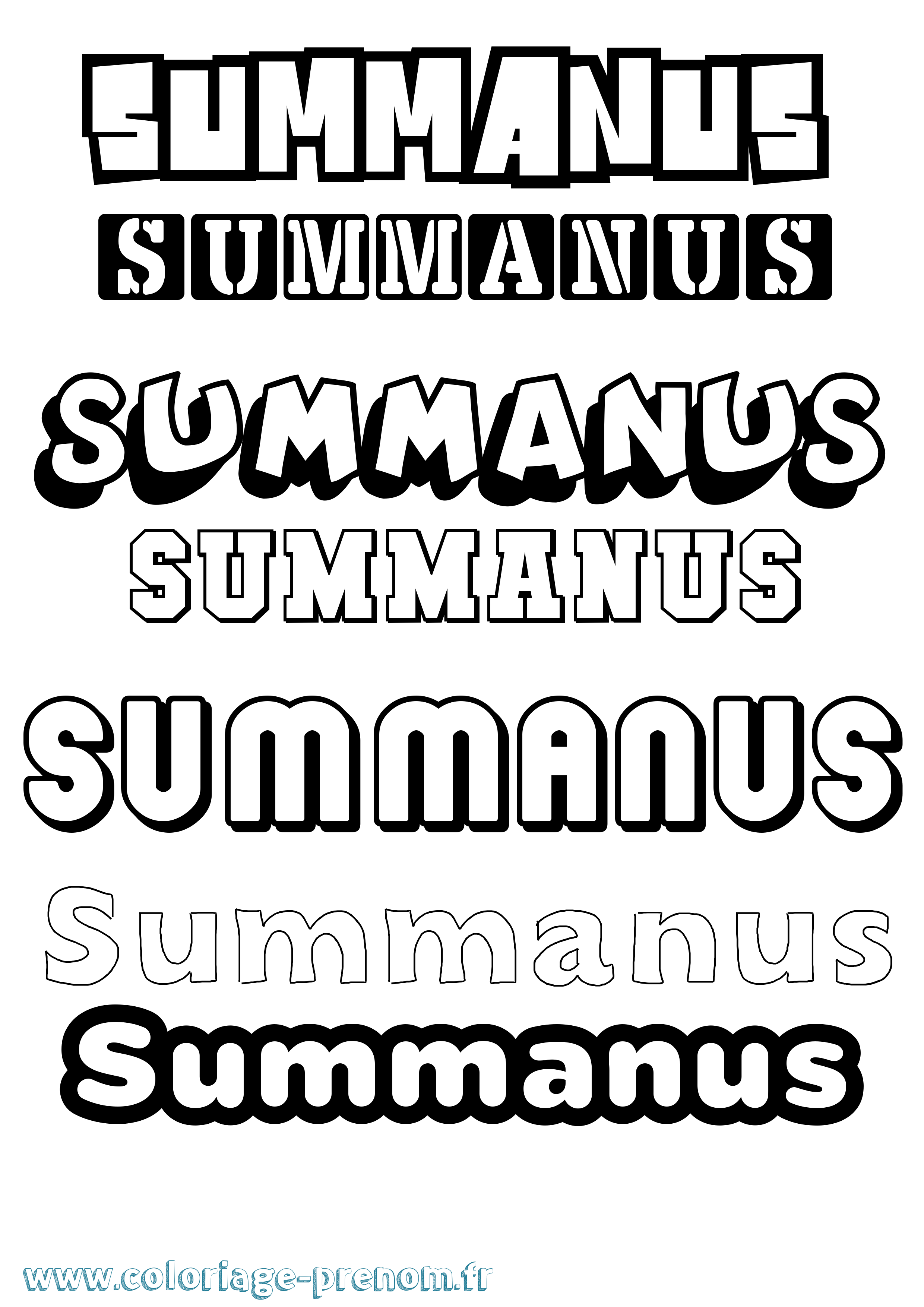 Coloriage prénom Summanus Simple