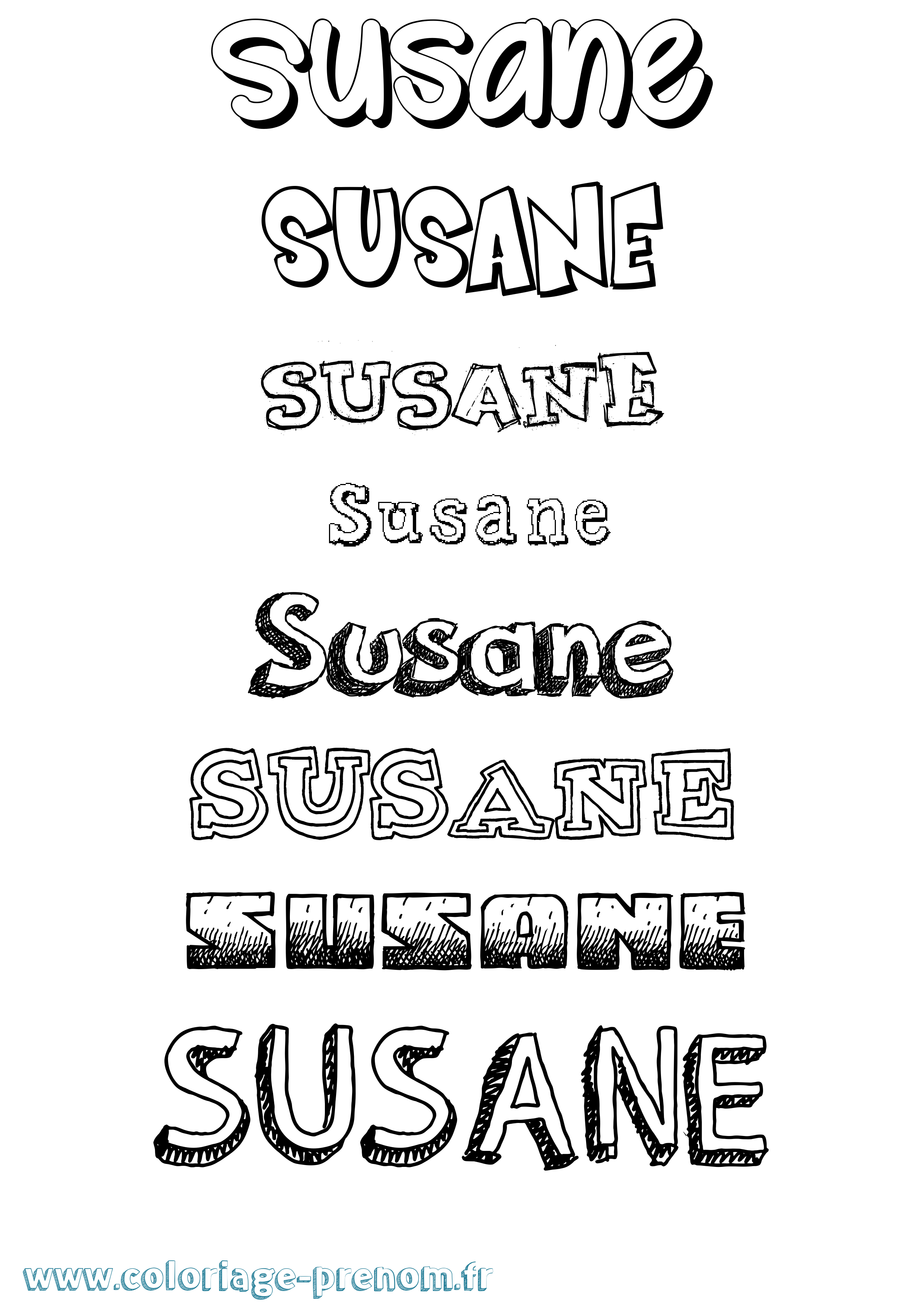 Coloriage prénom Susane Dessiné