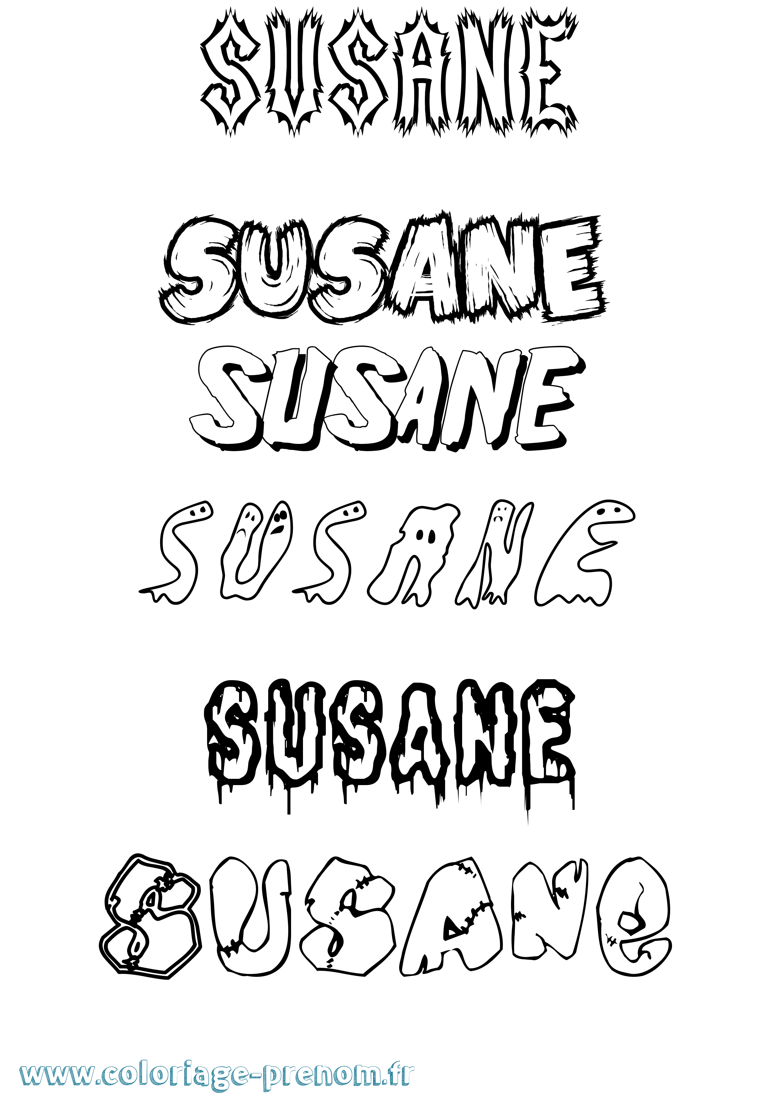 Coloriage prénom Susane Frisson