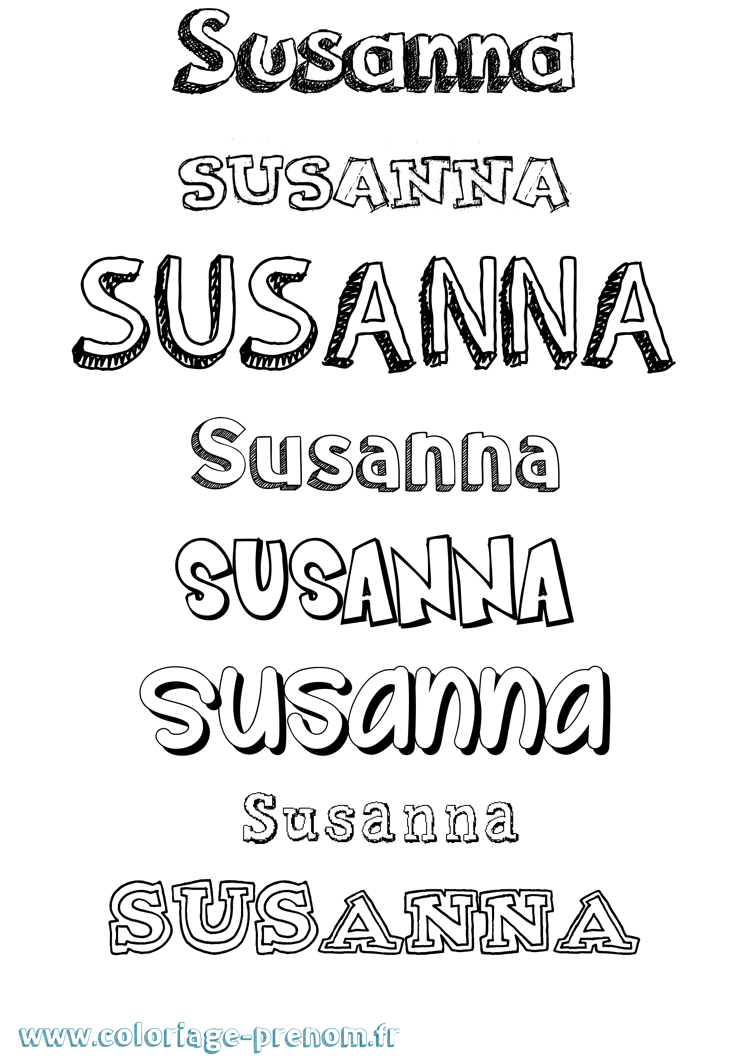 Coloriage Susanna Dessiné Coloriage prénom Susanna Dessiné