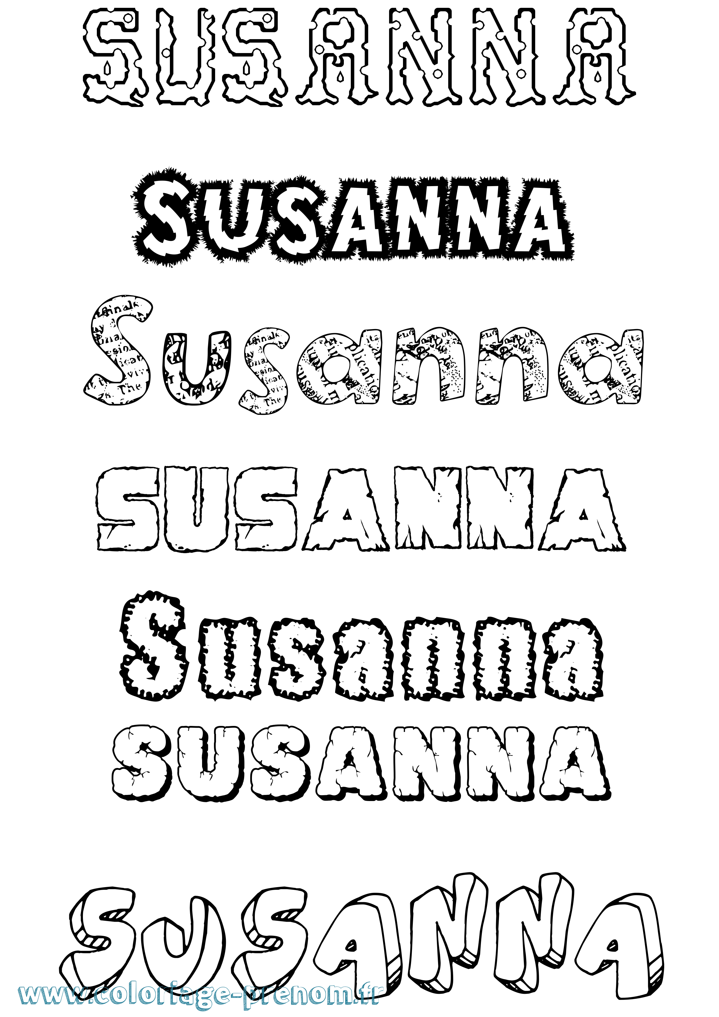 Coloriage Susanna Destructuré Coloriage prénom Susanna Destructuré