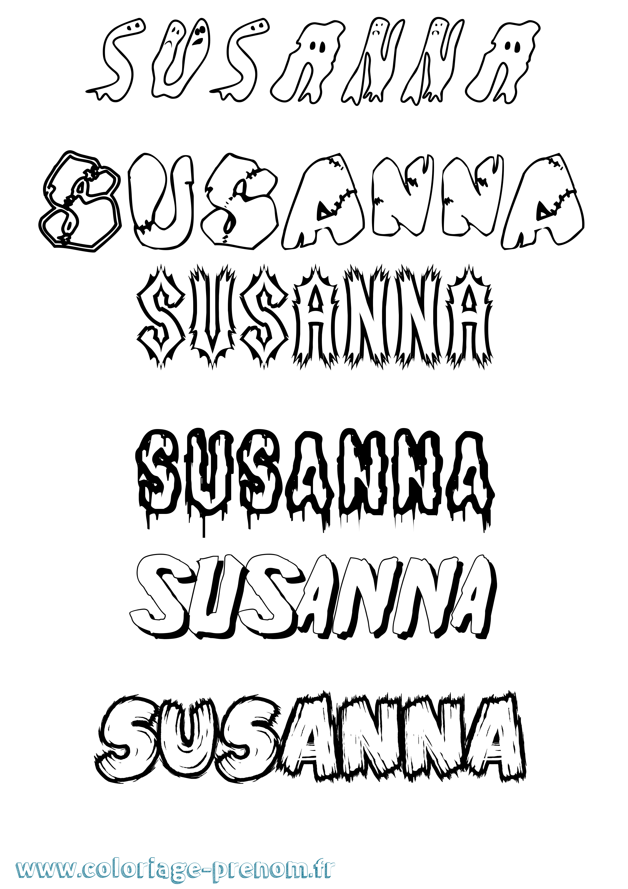 Coloriage prénom Susanna Frisson