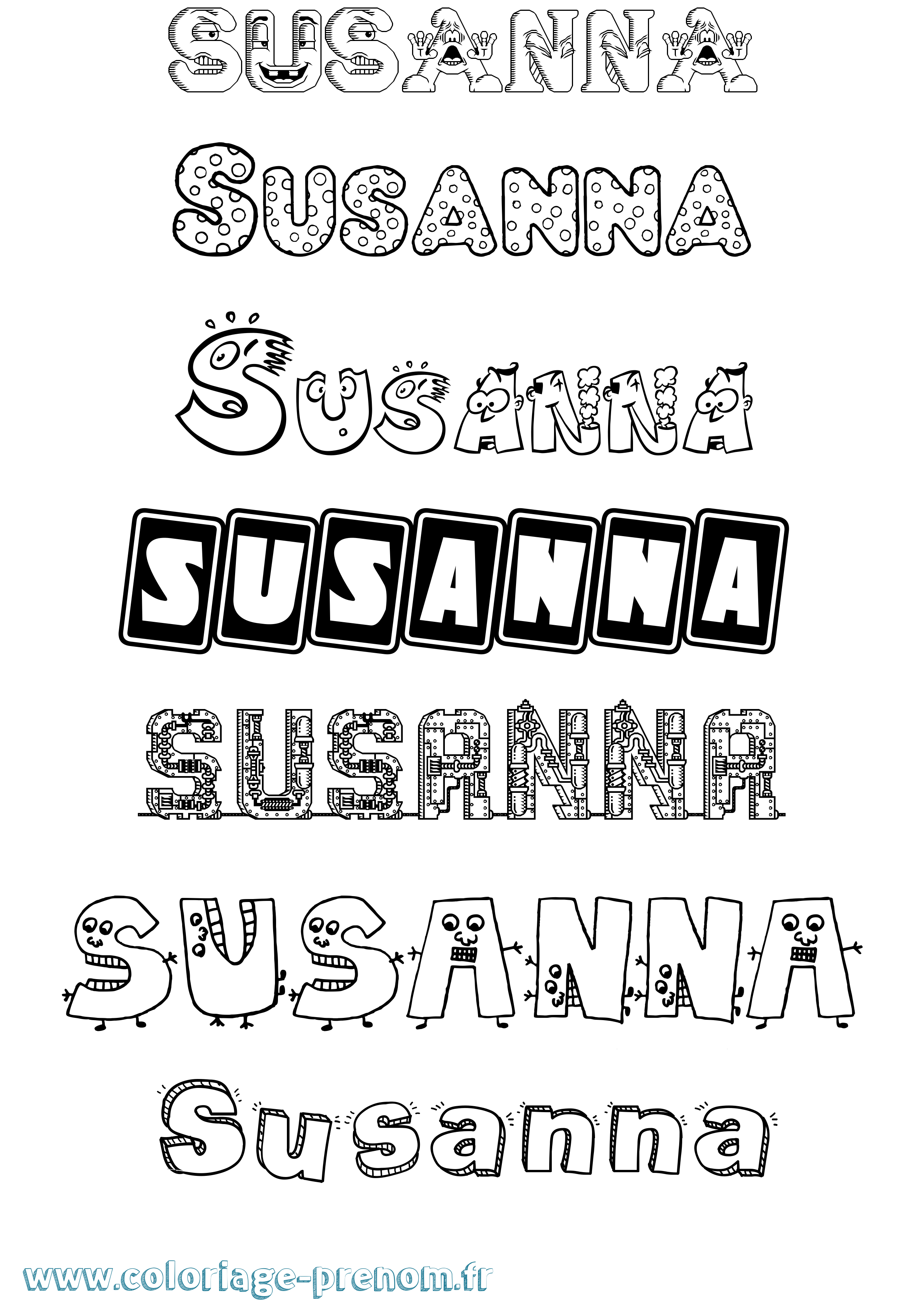 Coloriage prénom Susanna Fun