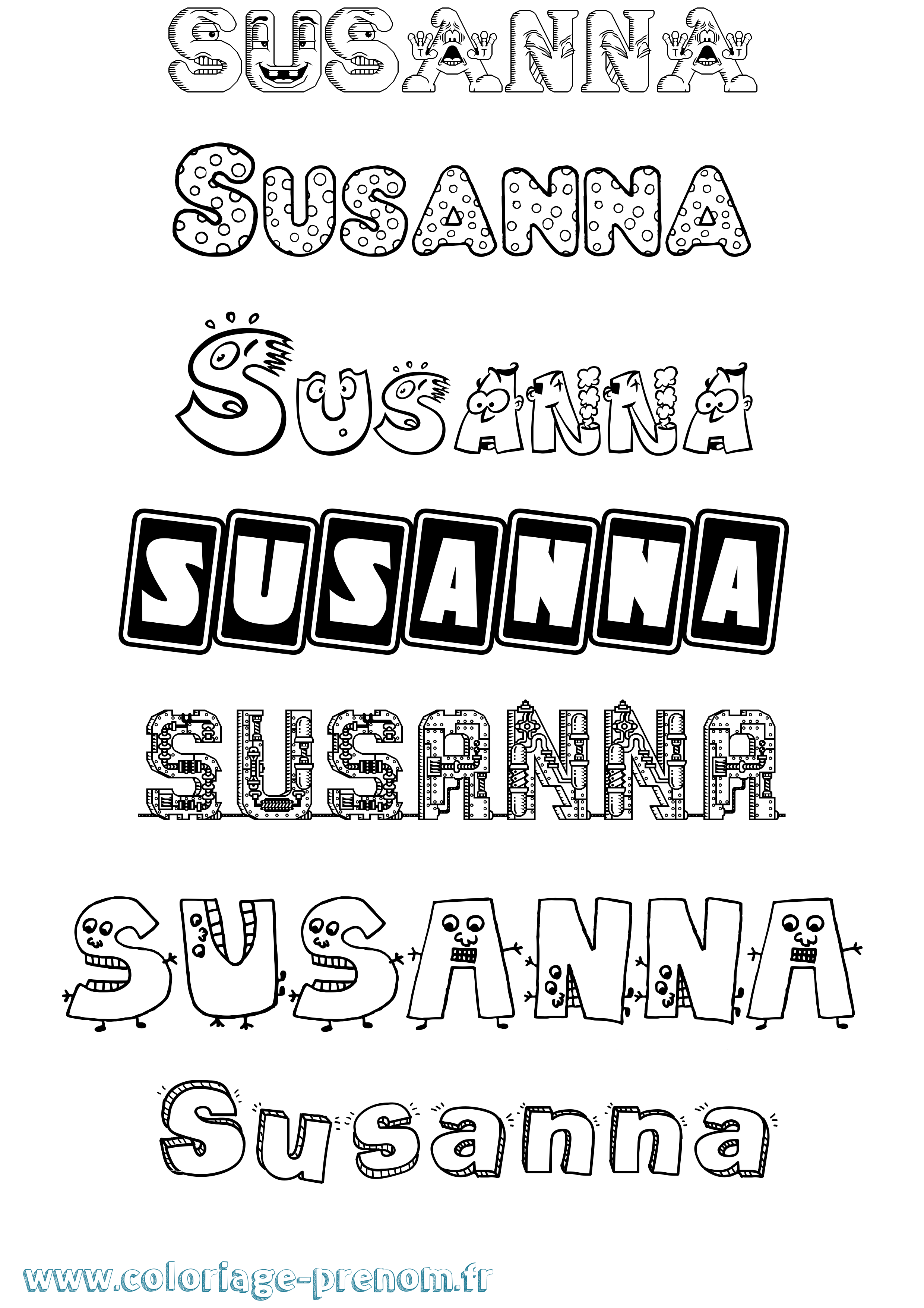 Coloriage Susanna Fun Coloriage prénom Susanna Fun