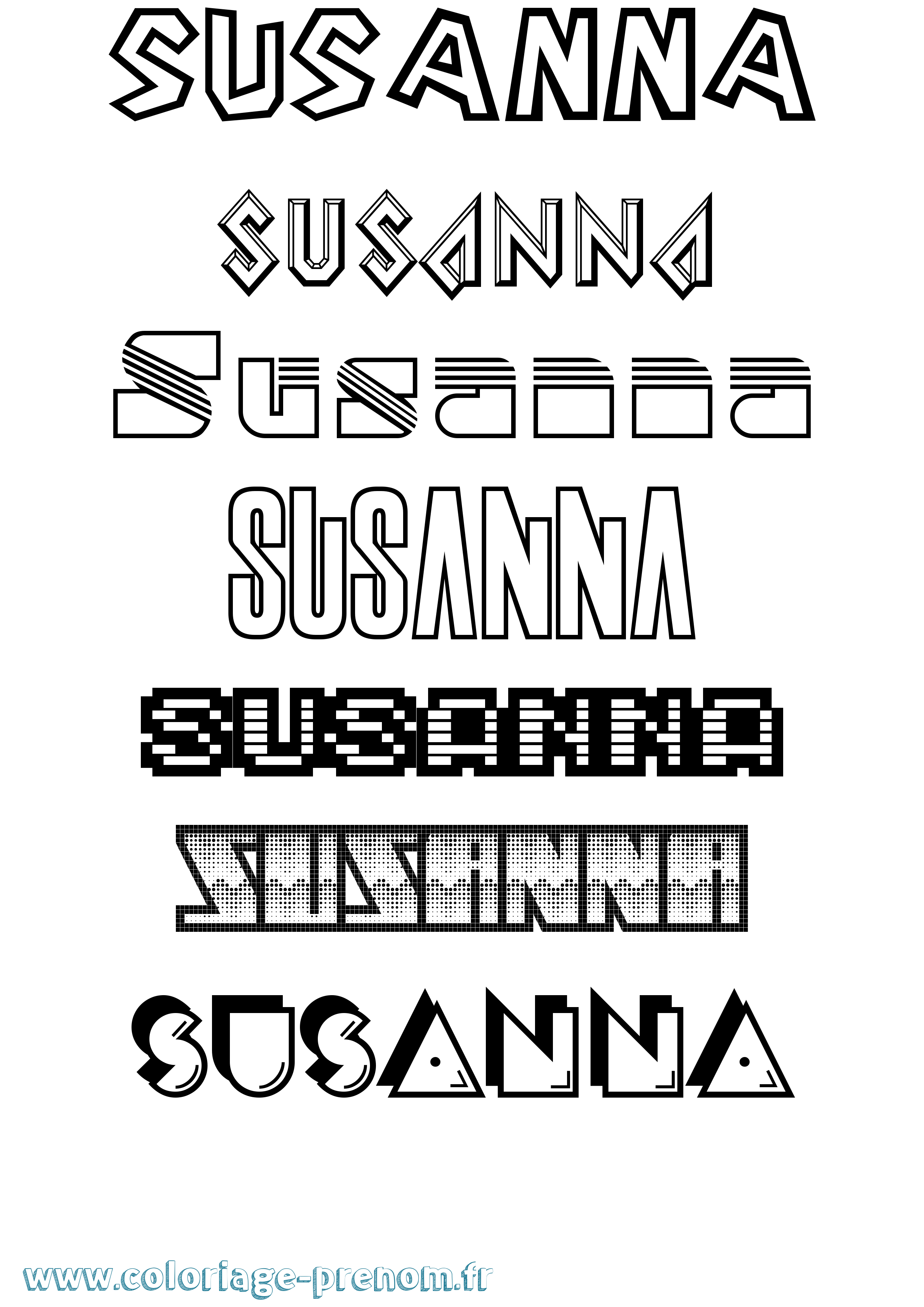 Coloriage prénom Susanna Jeux Vidéos