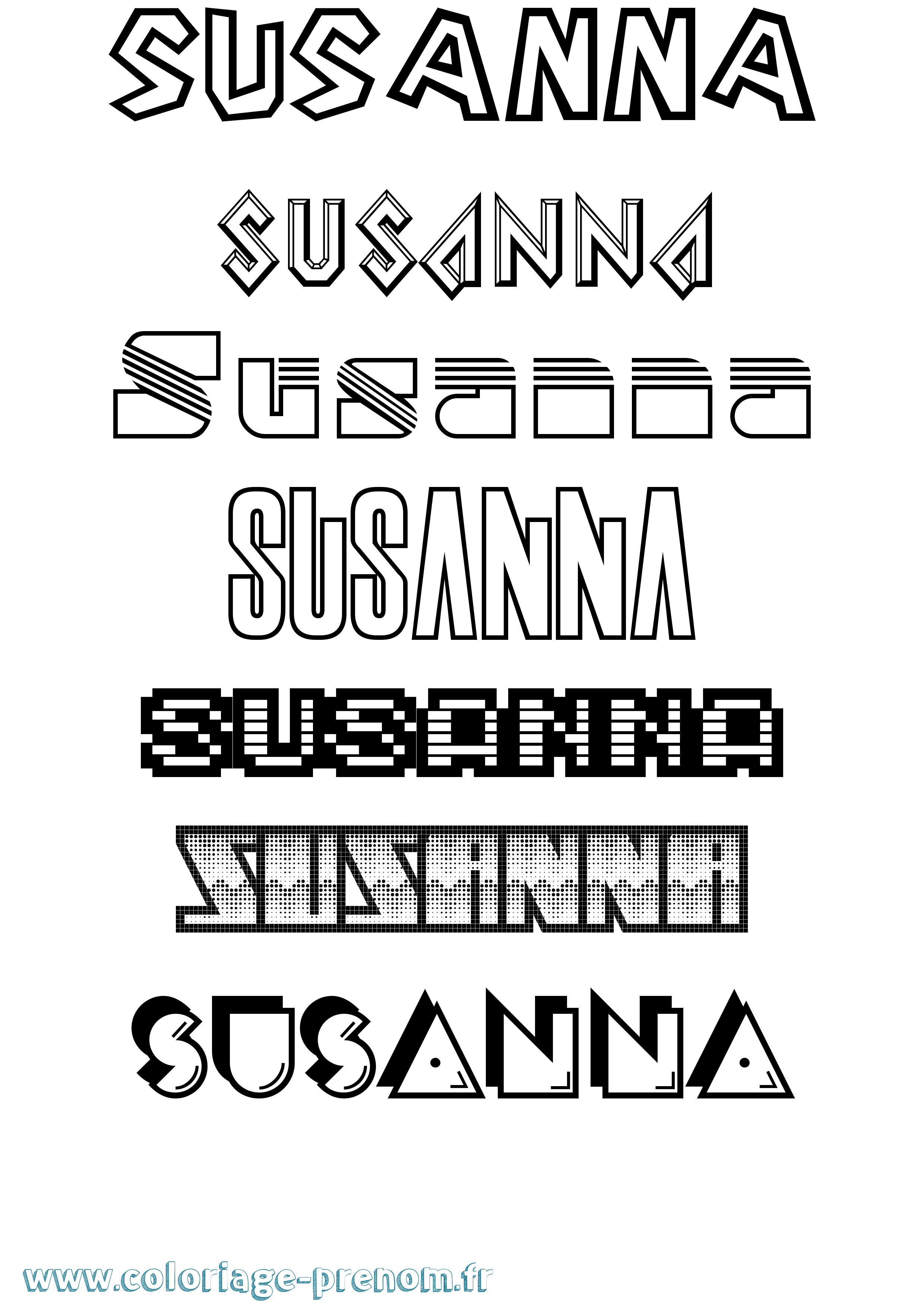Coloriage Susanna Jeux Vidéos Coloriage prénom Susanna Jeux Vidéos