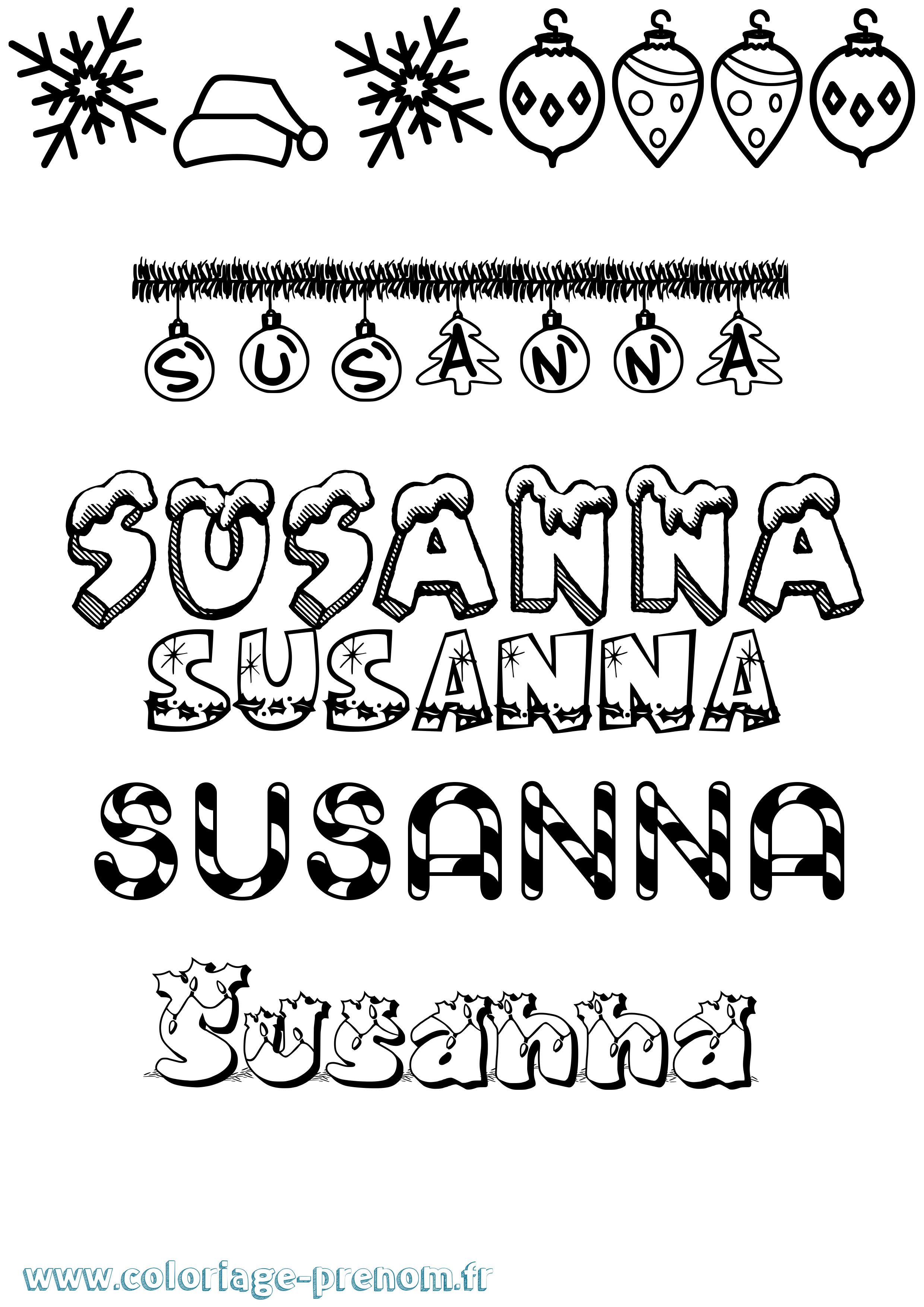 Coloriage prénom Susanna Noël