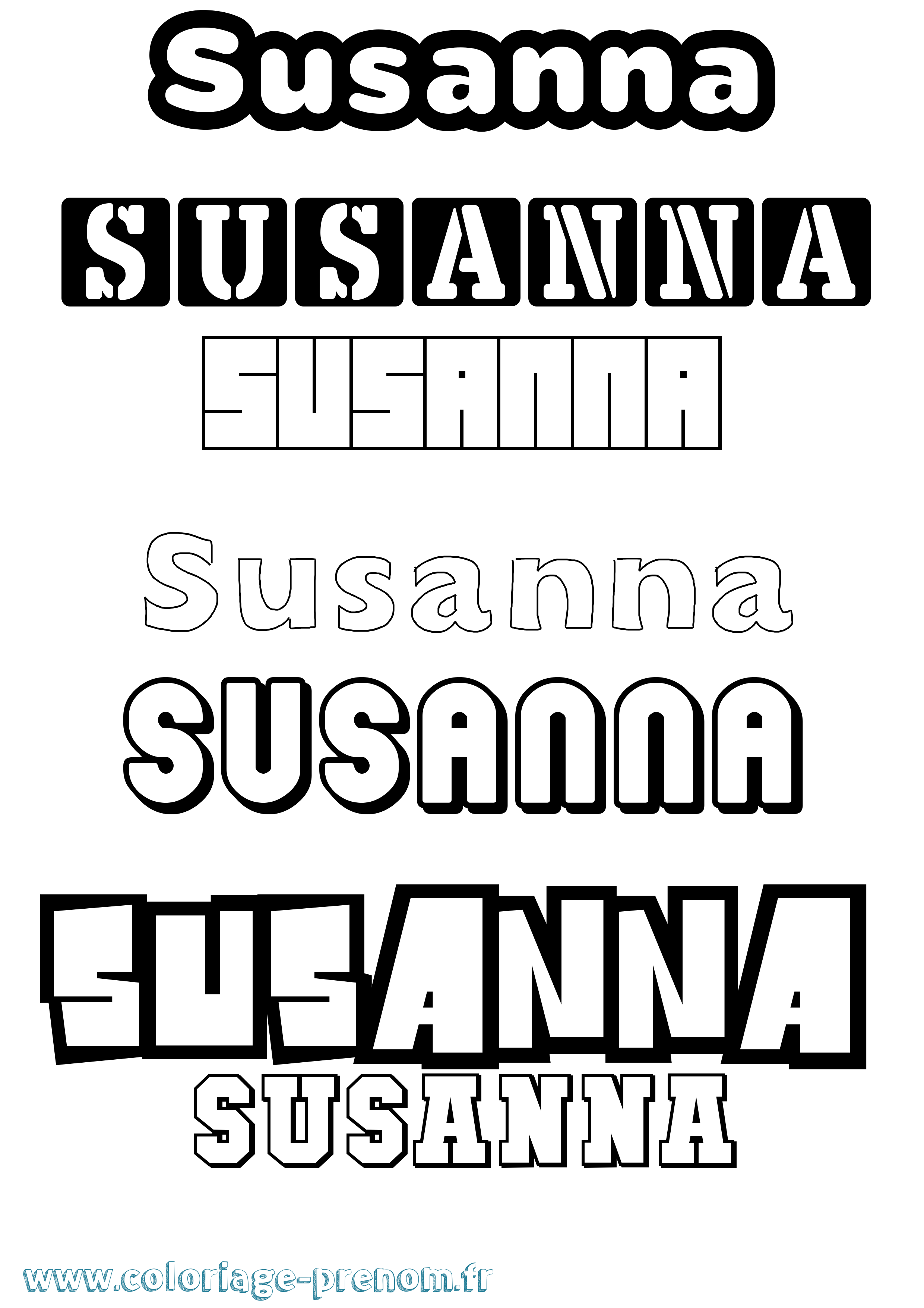 Coloriage Susanna Simple Coloriage prénom Susanna Simple
