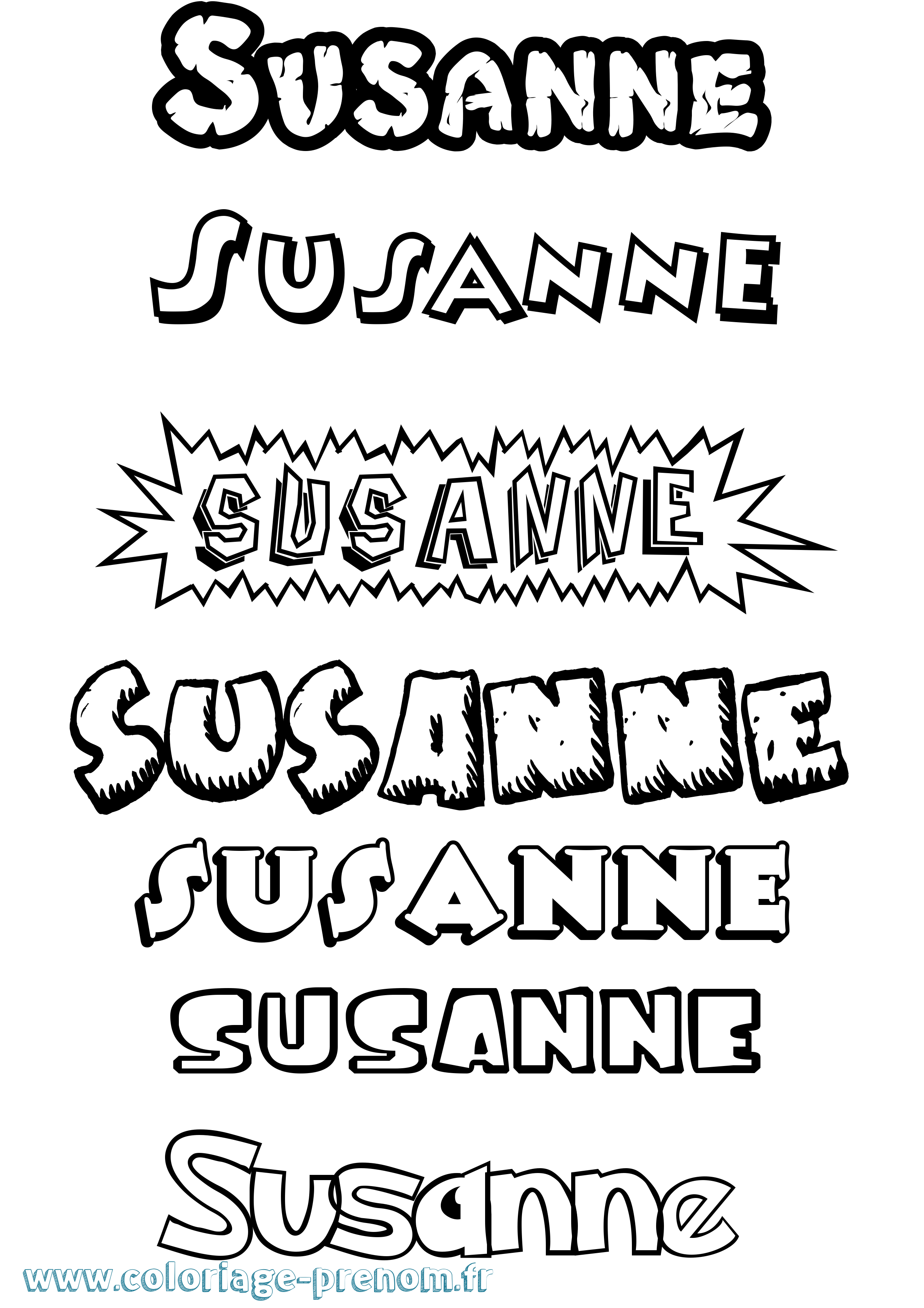 Coloriage prénom Susanne Dessin Animé