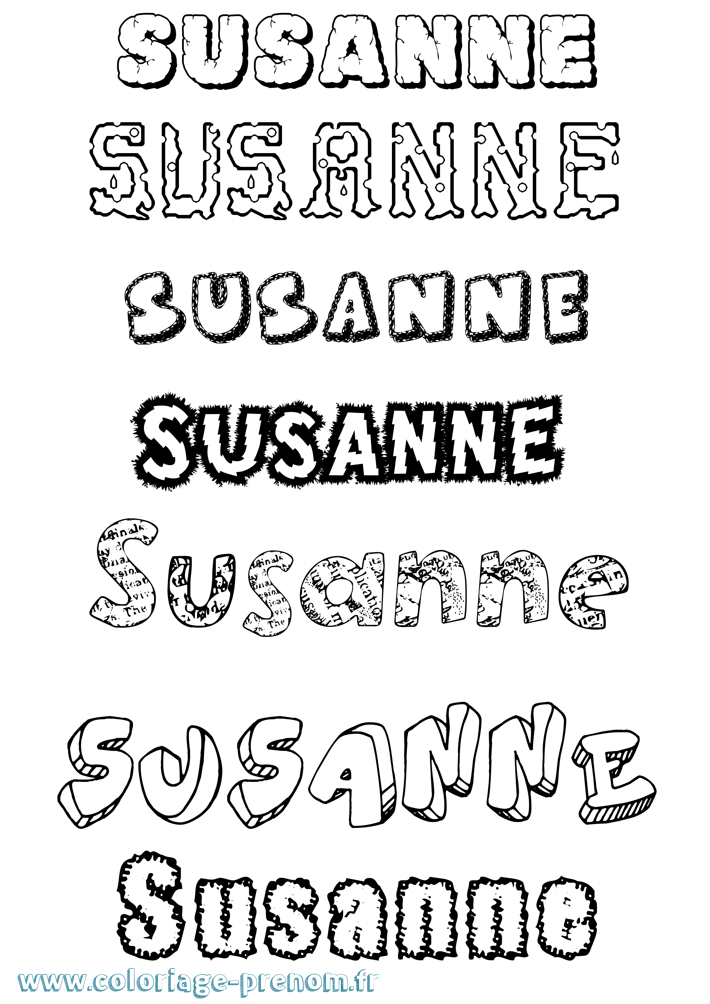 Coloriage prénom Susanne Destructuré