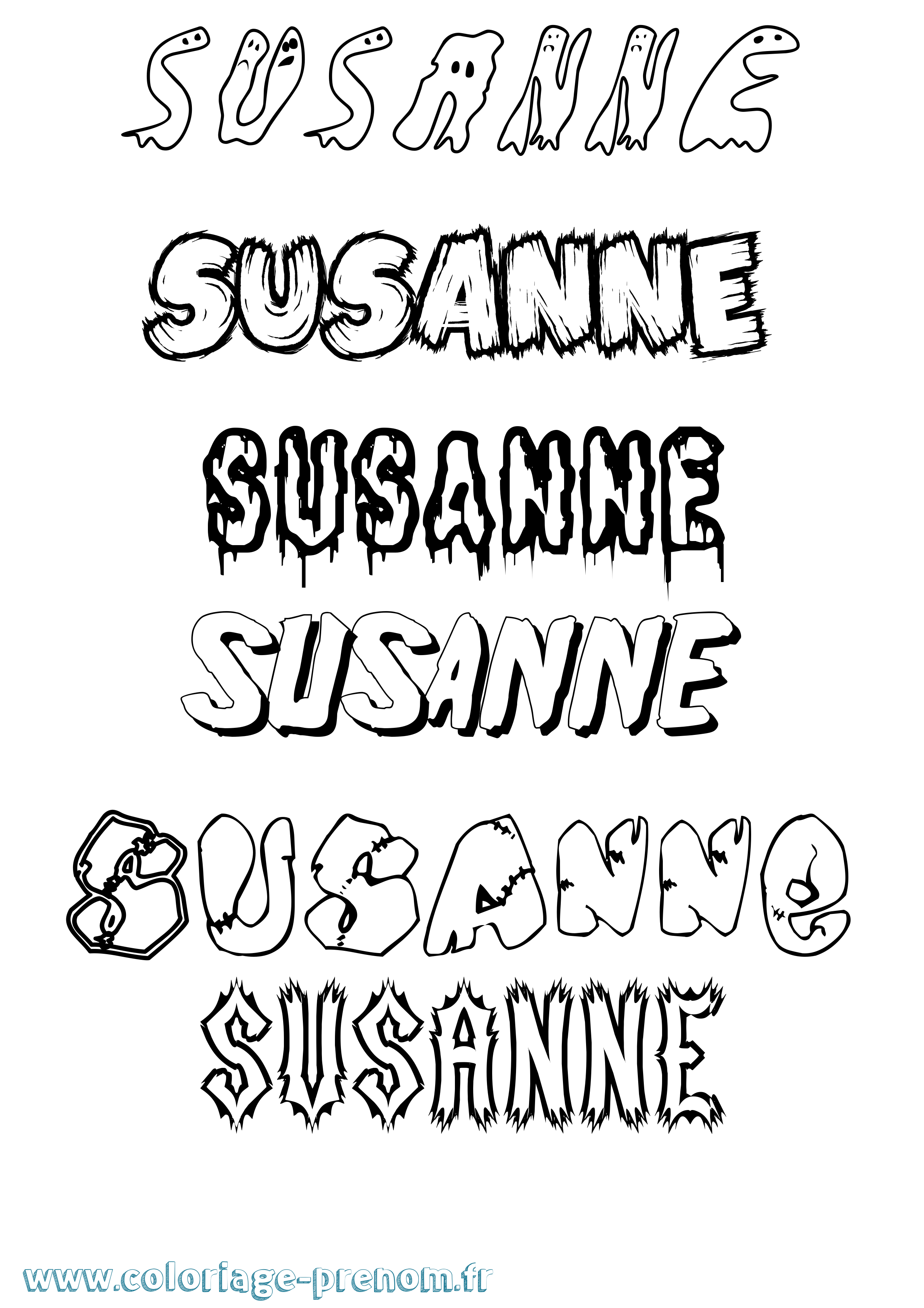 Coloriage prénom Susanne Frisson