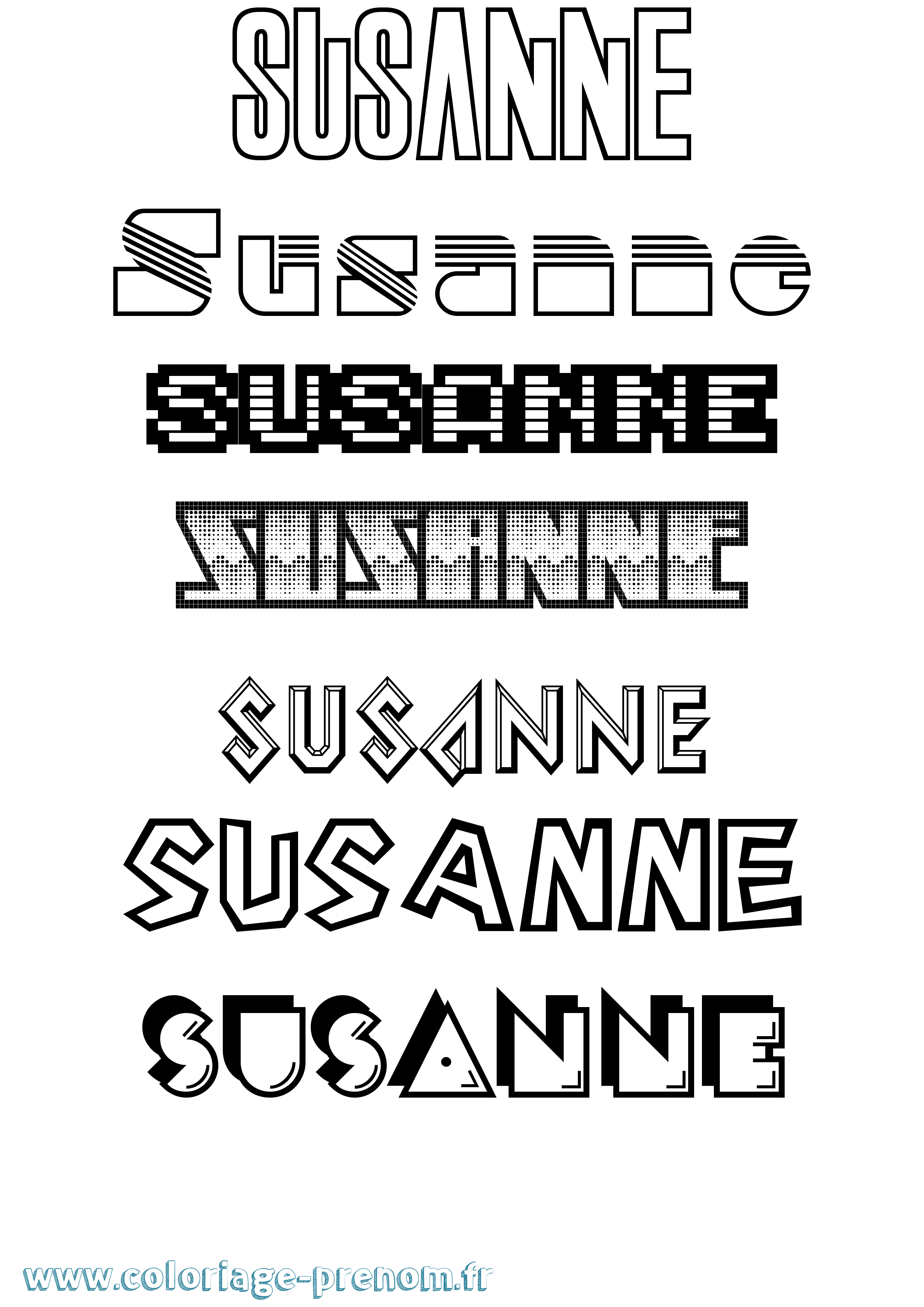 Coloriage prénom Susanne Jeux Vidéos