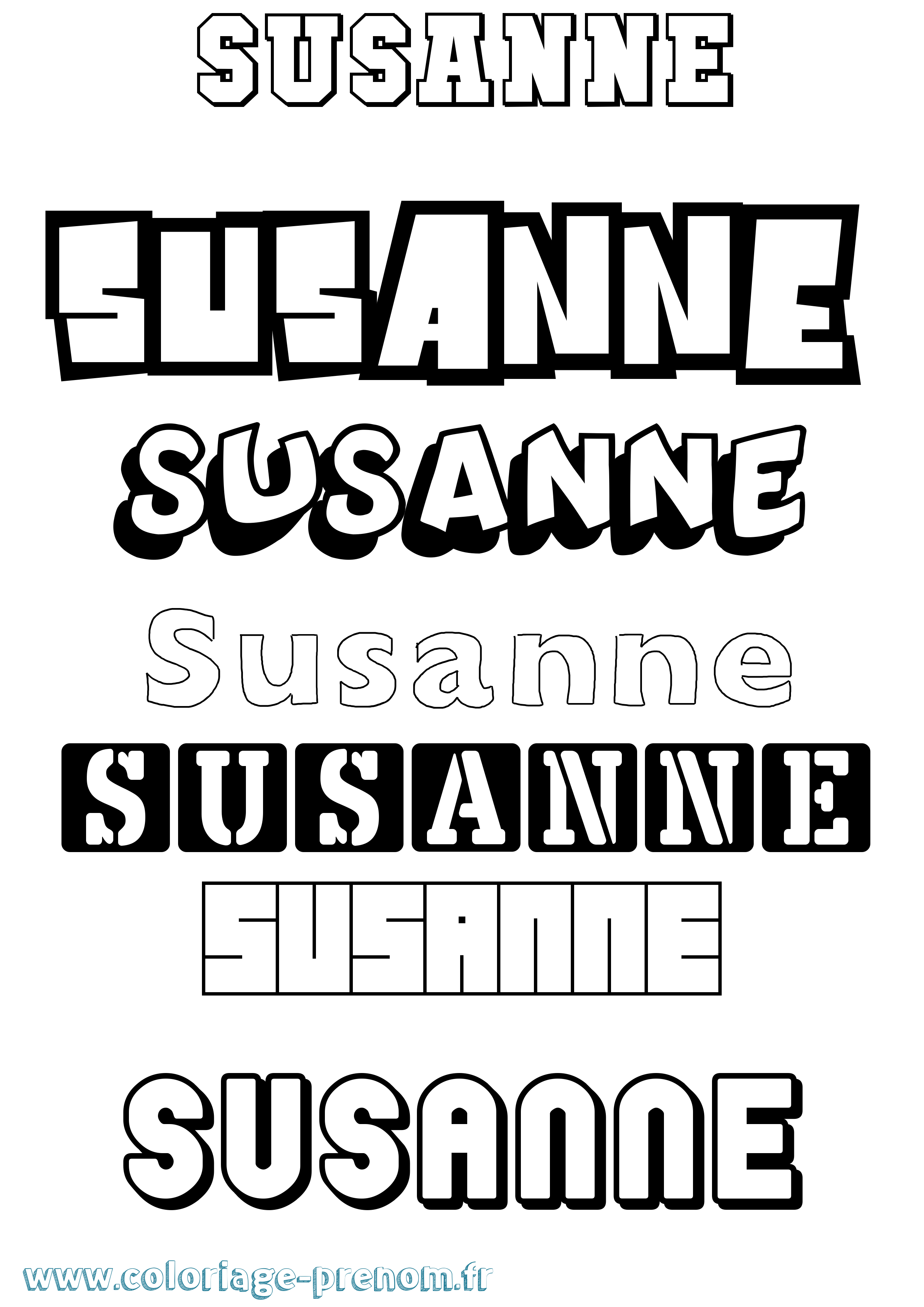 Coloriage prénom Susanne Simple