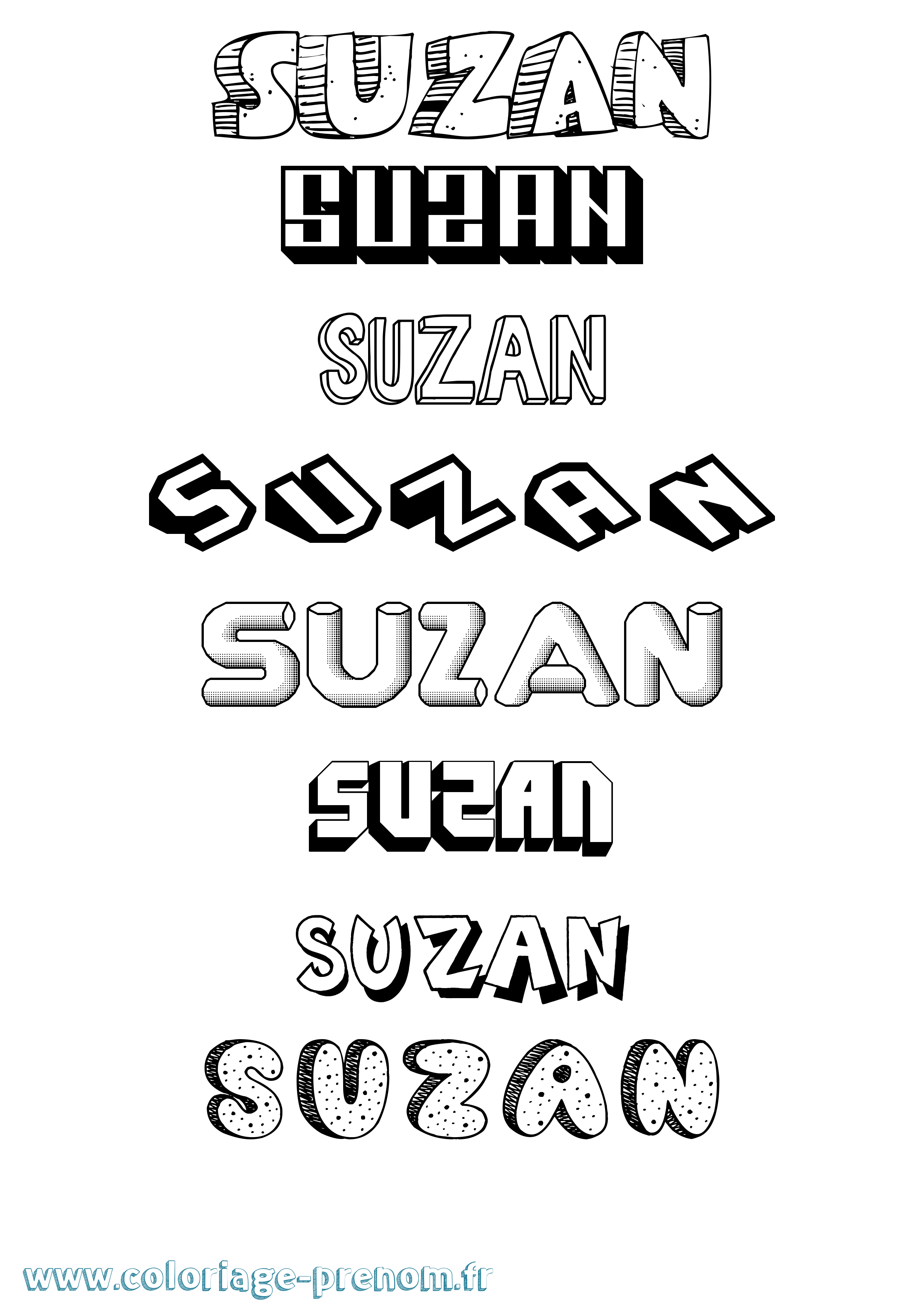 Coloriage prénom Suzan Effet 3D