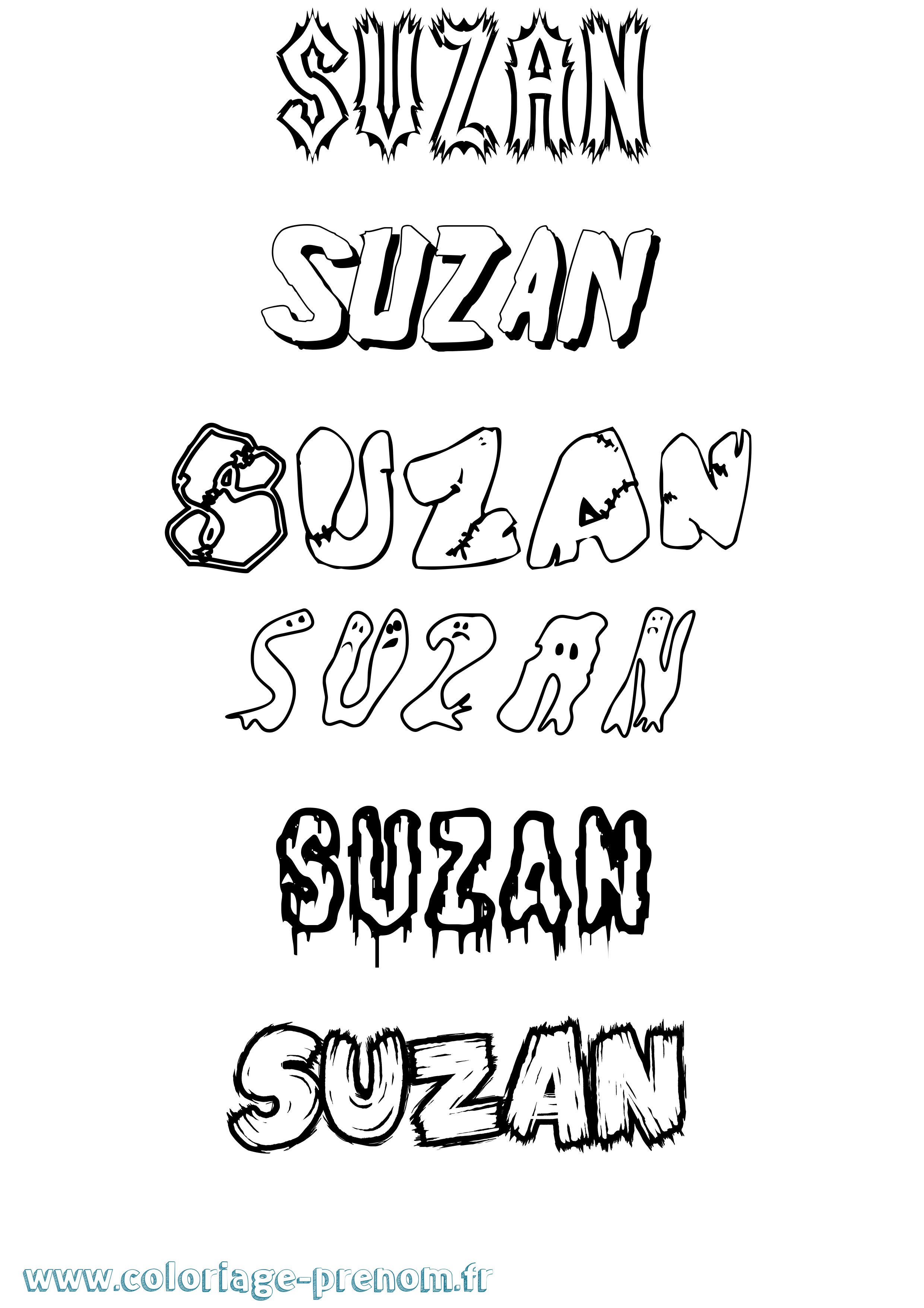 Coloriage prénom Suzan Frisson