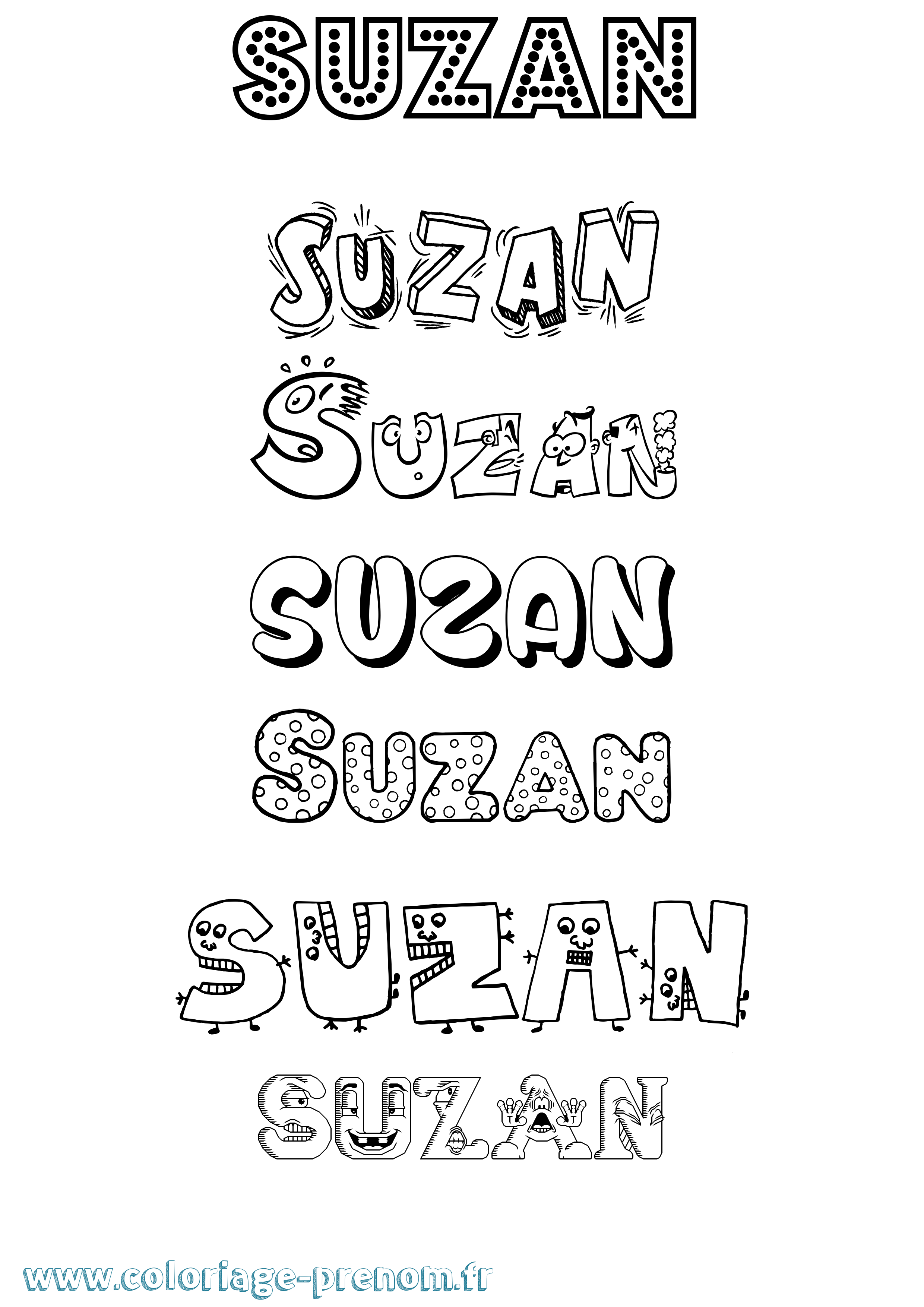 Coloriage prénom Suzan Fun
