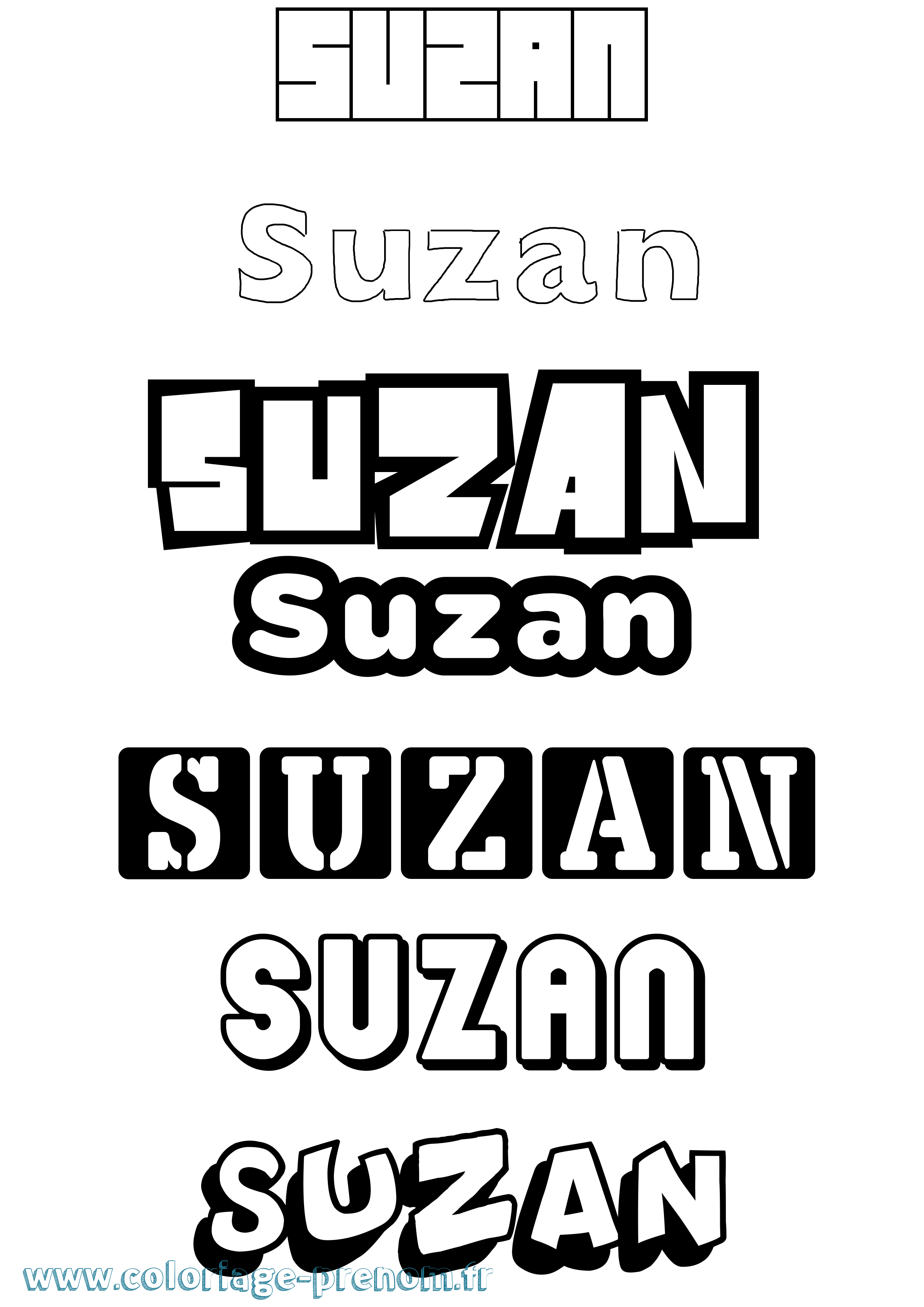 Coloriage prénom Suzan Simple