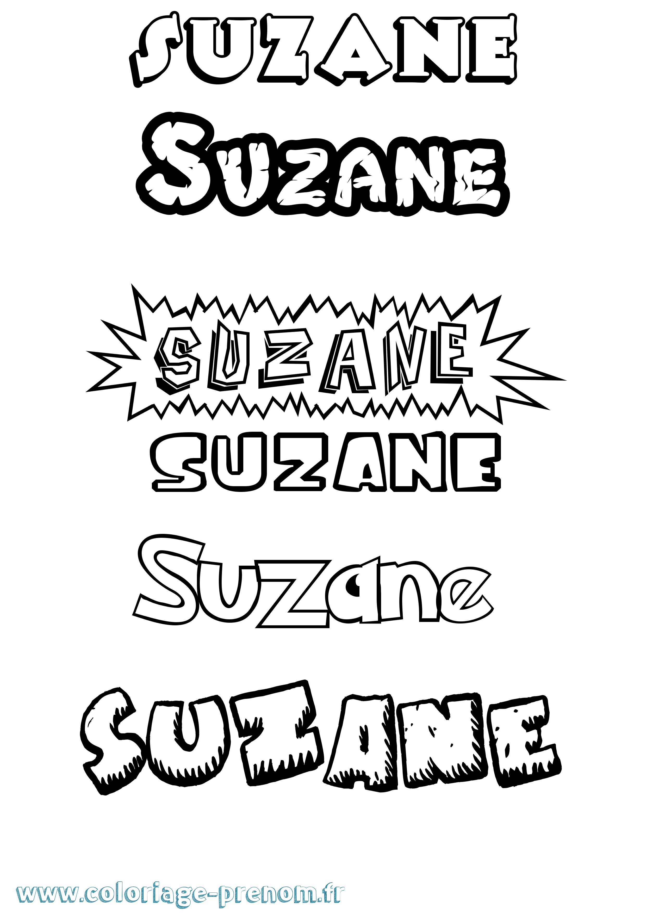 Coloriage Suzane Dessin Animé Coloriage prénom Suzane Dessin Animé