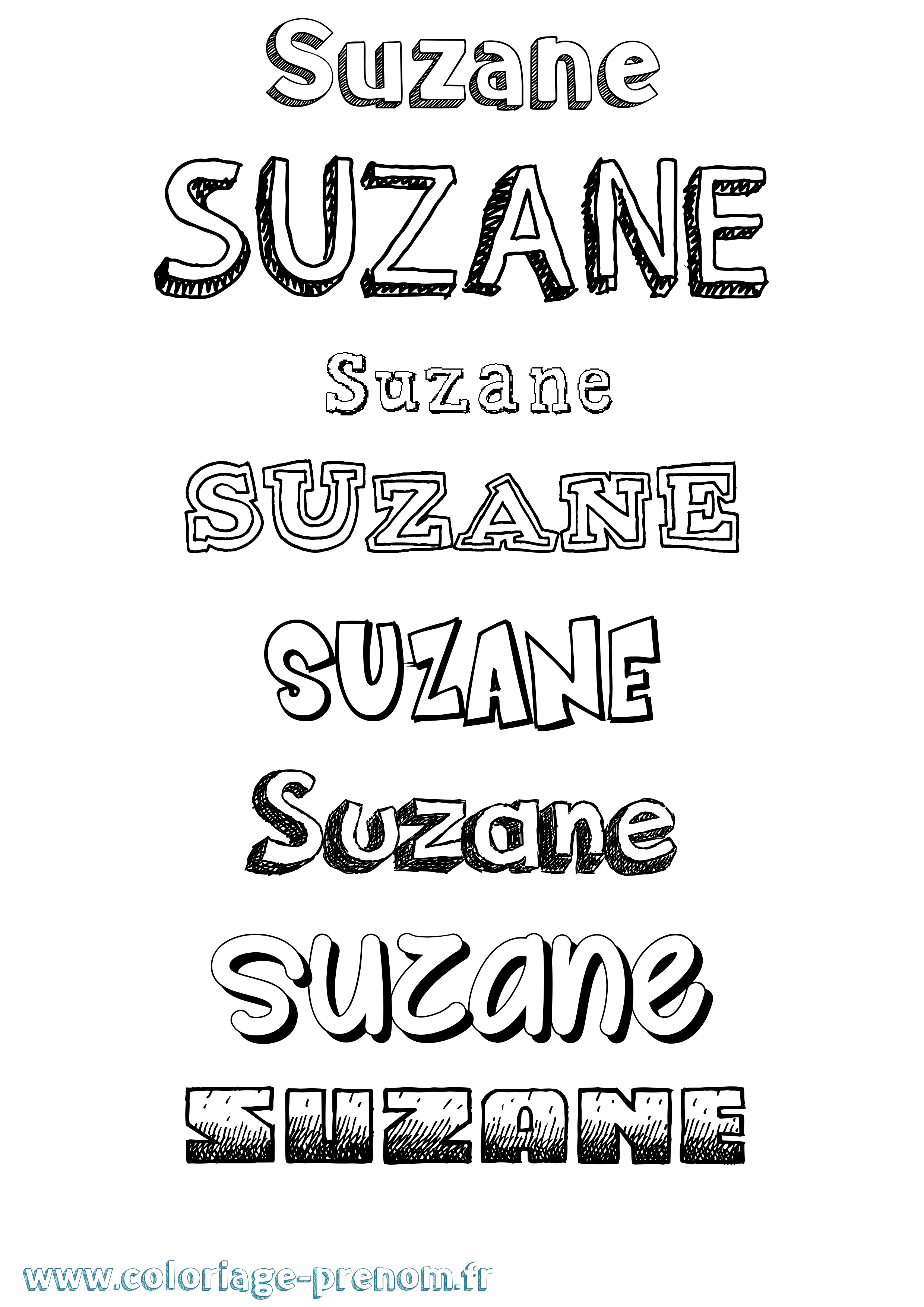 Coloriage Suzane Dessiné Coloriage prénom Suzane Dessiné