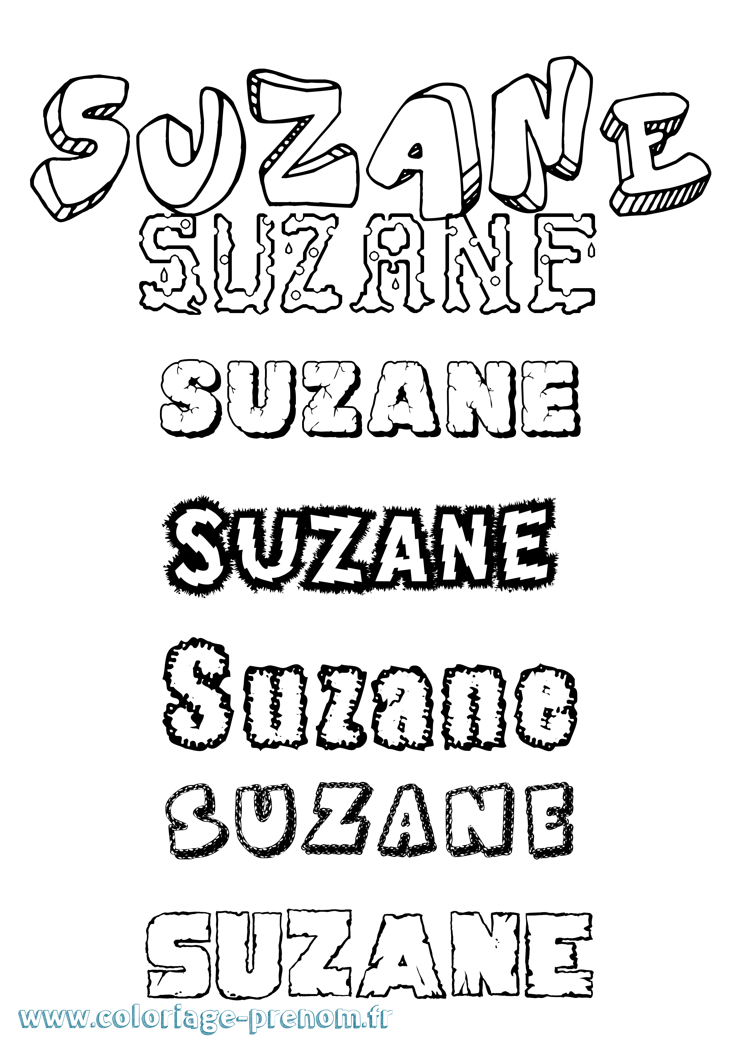 Coloriage Suzane Destructuré Coloriage prénom Suzane Destructuré