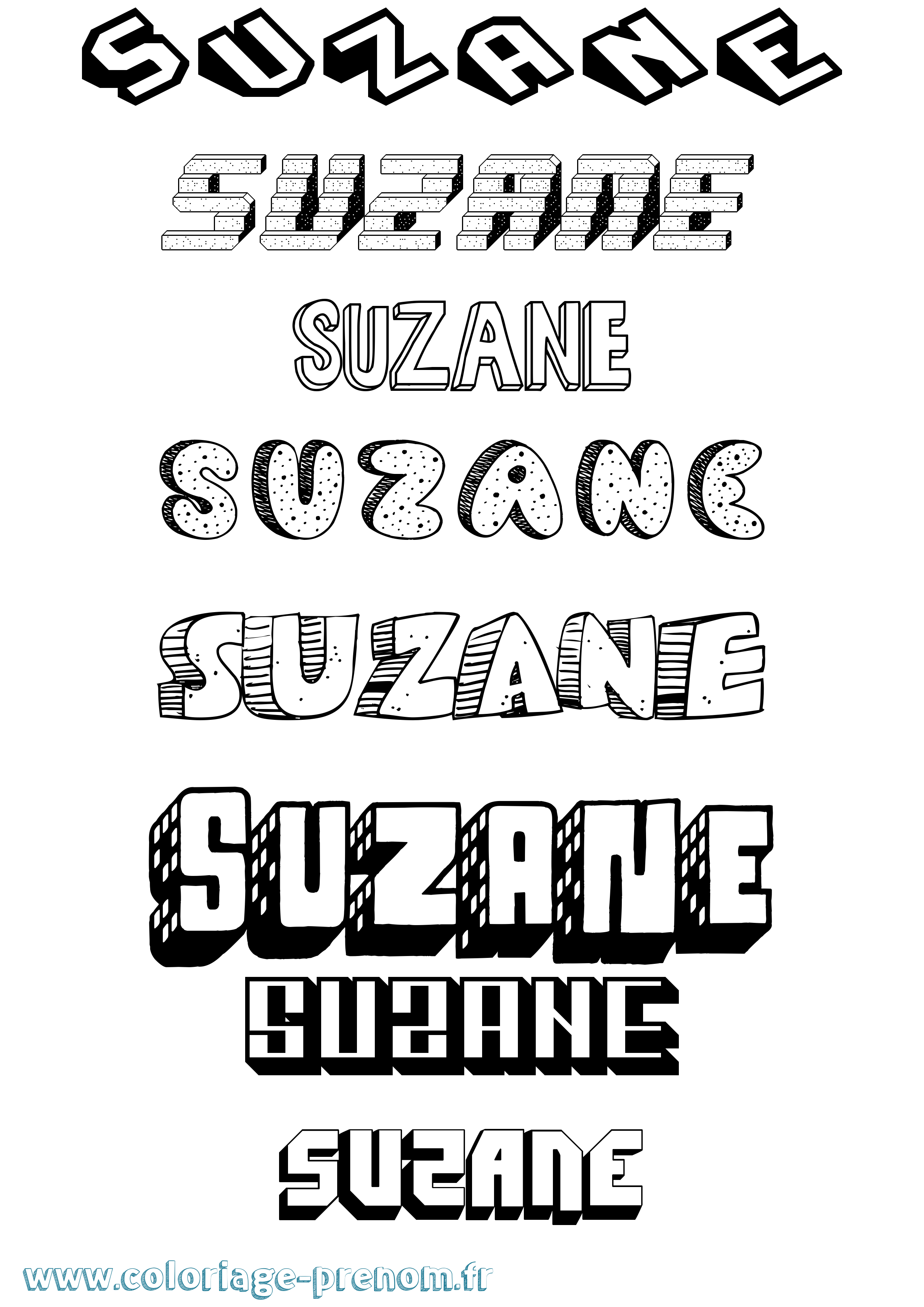 Coloriage Suzane Effet 3D Coloriage prénom Suzane Effet 3D