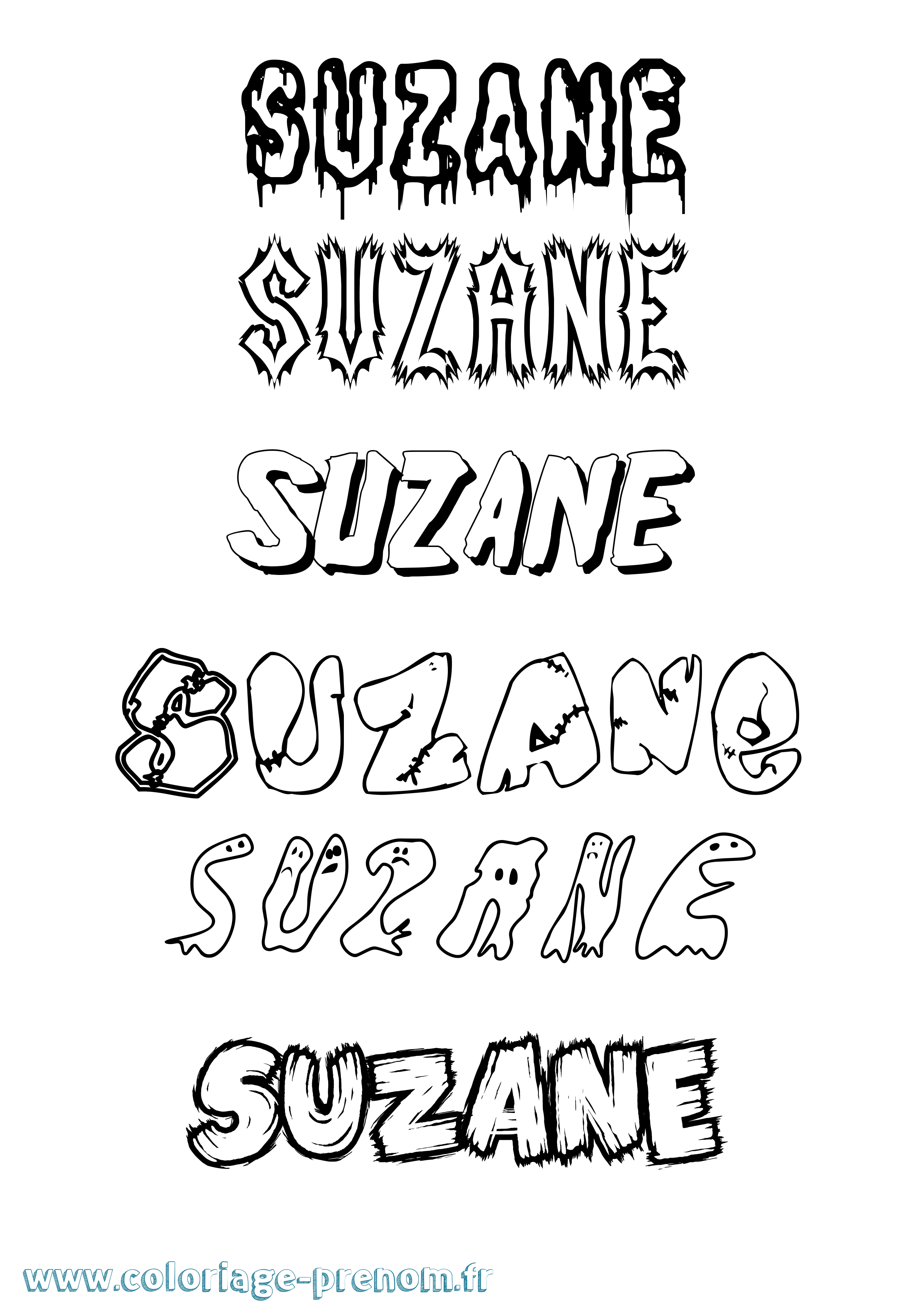 Coloriage Suzane Frisson Coloriage prénom Suzane Frisson