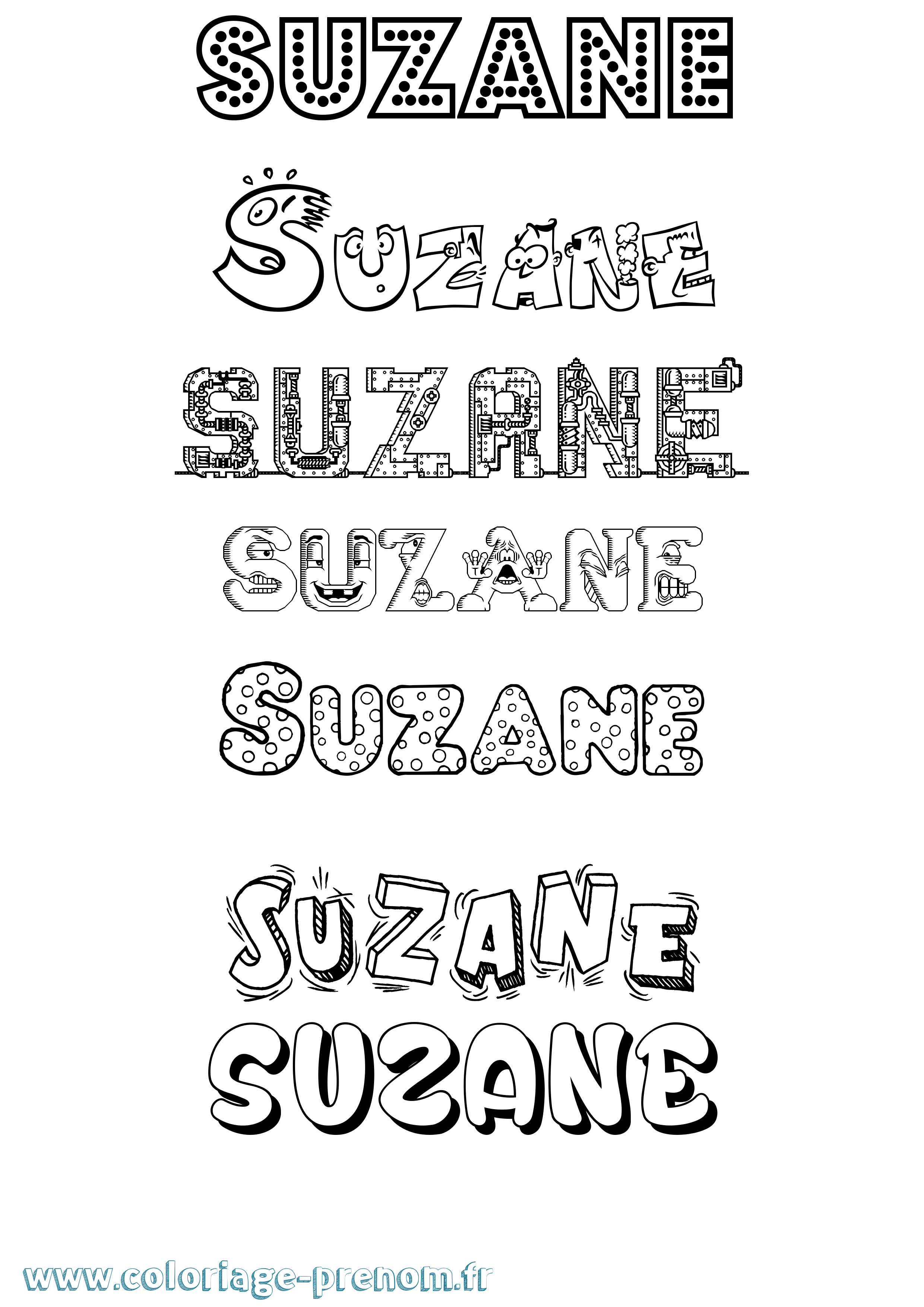 Coloriage prénom Suzane Fun