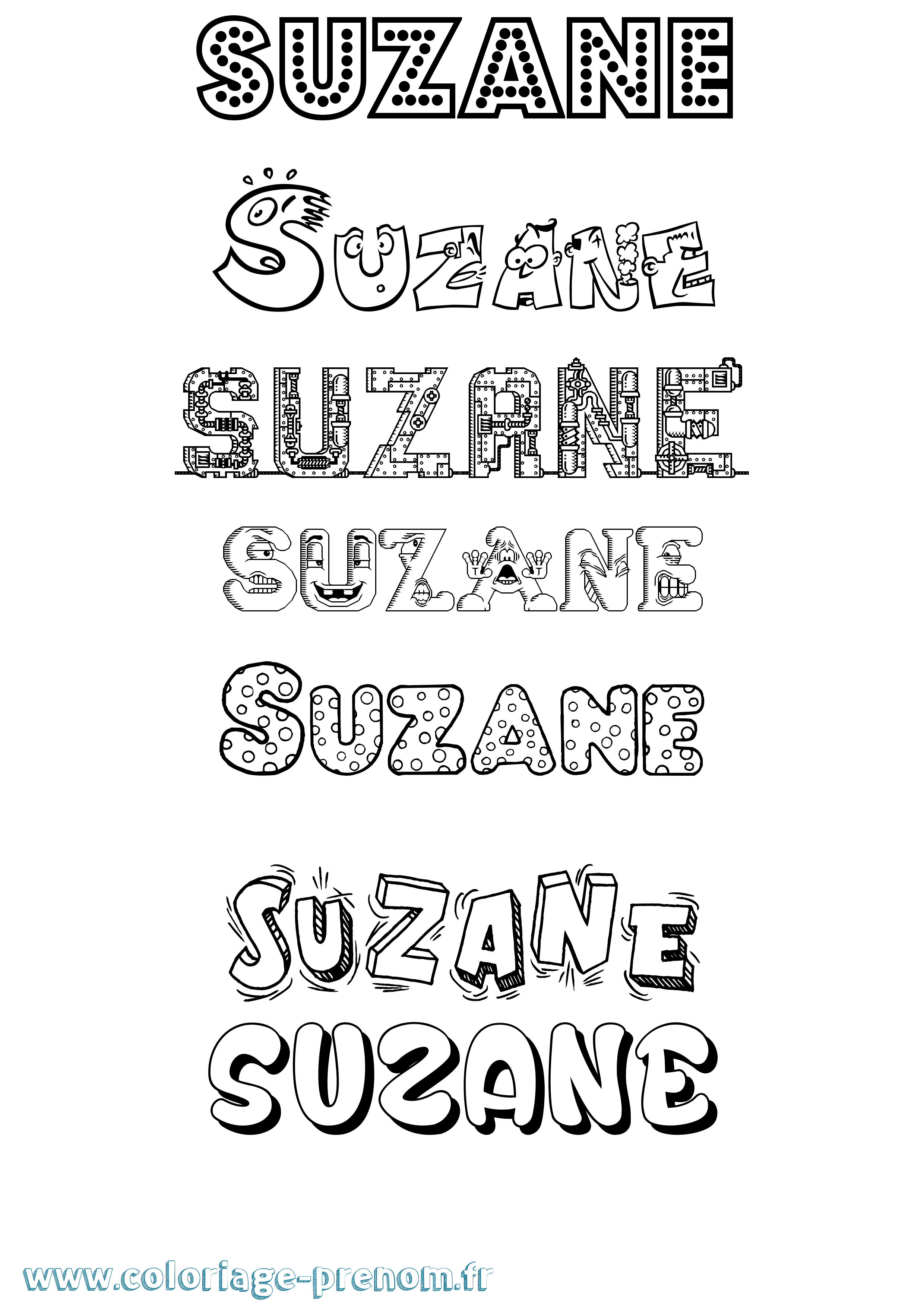 Coloriage Suzane Fun Coloriage prénom Suzane Fun